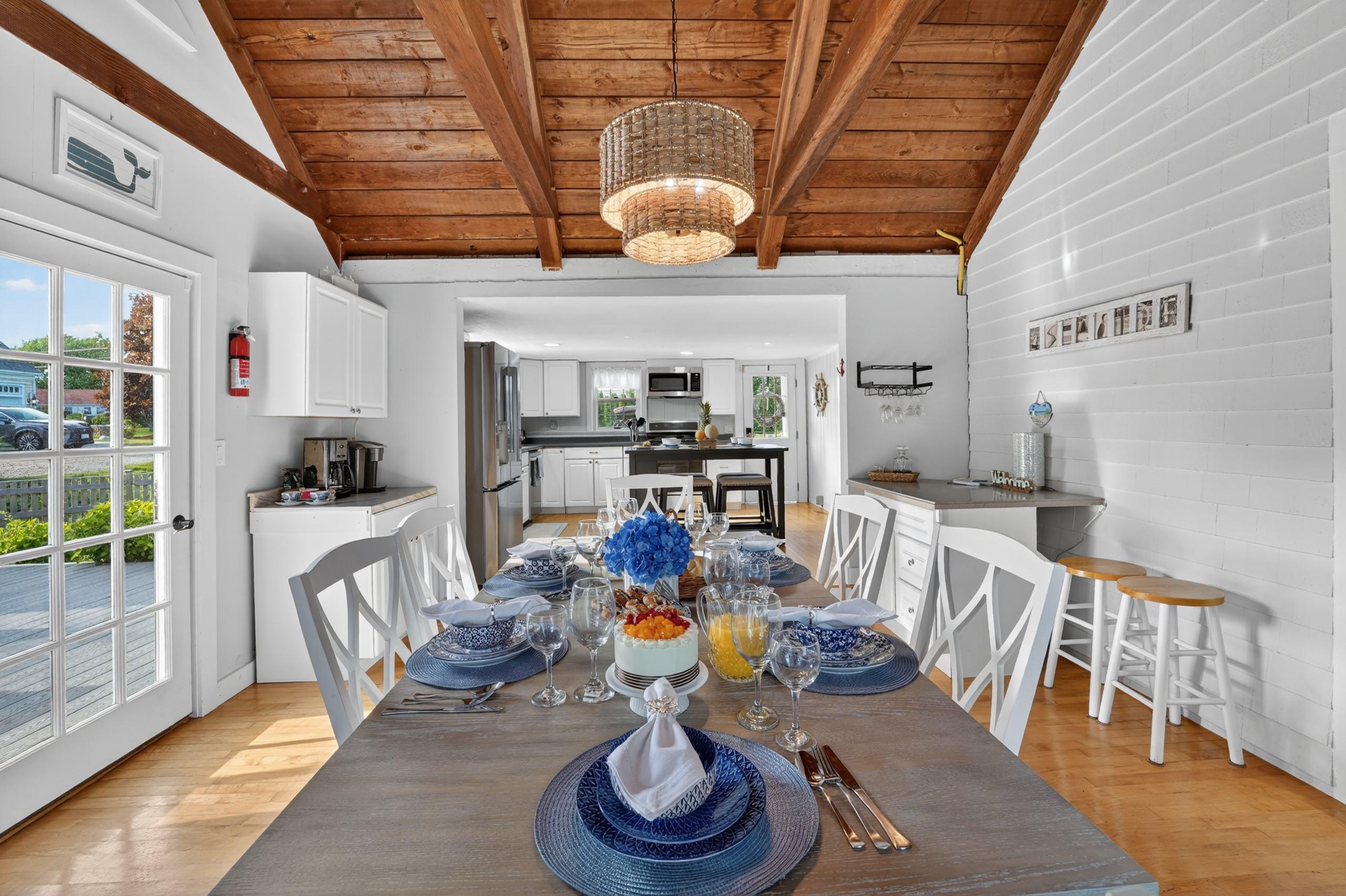 Dining area overlooking the kitchen, offering an open layout that keeps everyone connected while cooking and dining.