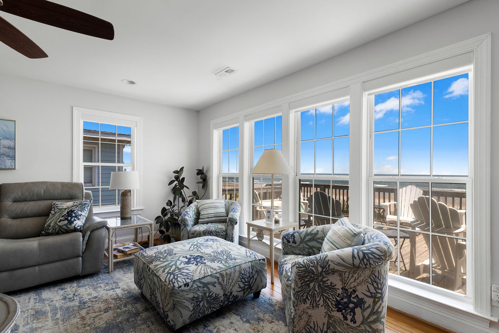 Comfy swivel chairs offers the option of facing the room or....