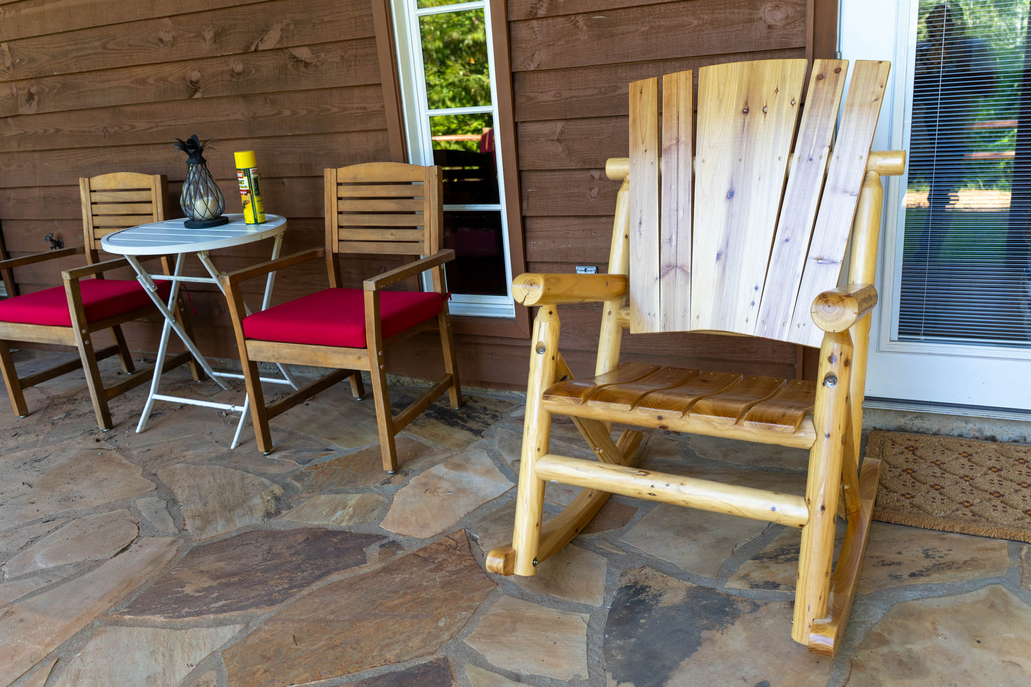 plenty of seating for enjoying the outdoors. rain or shine.