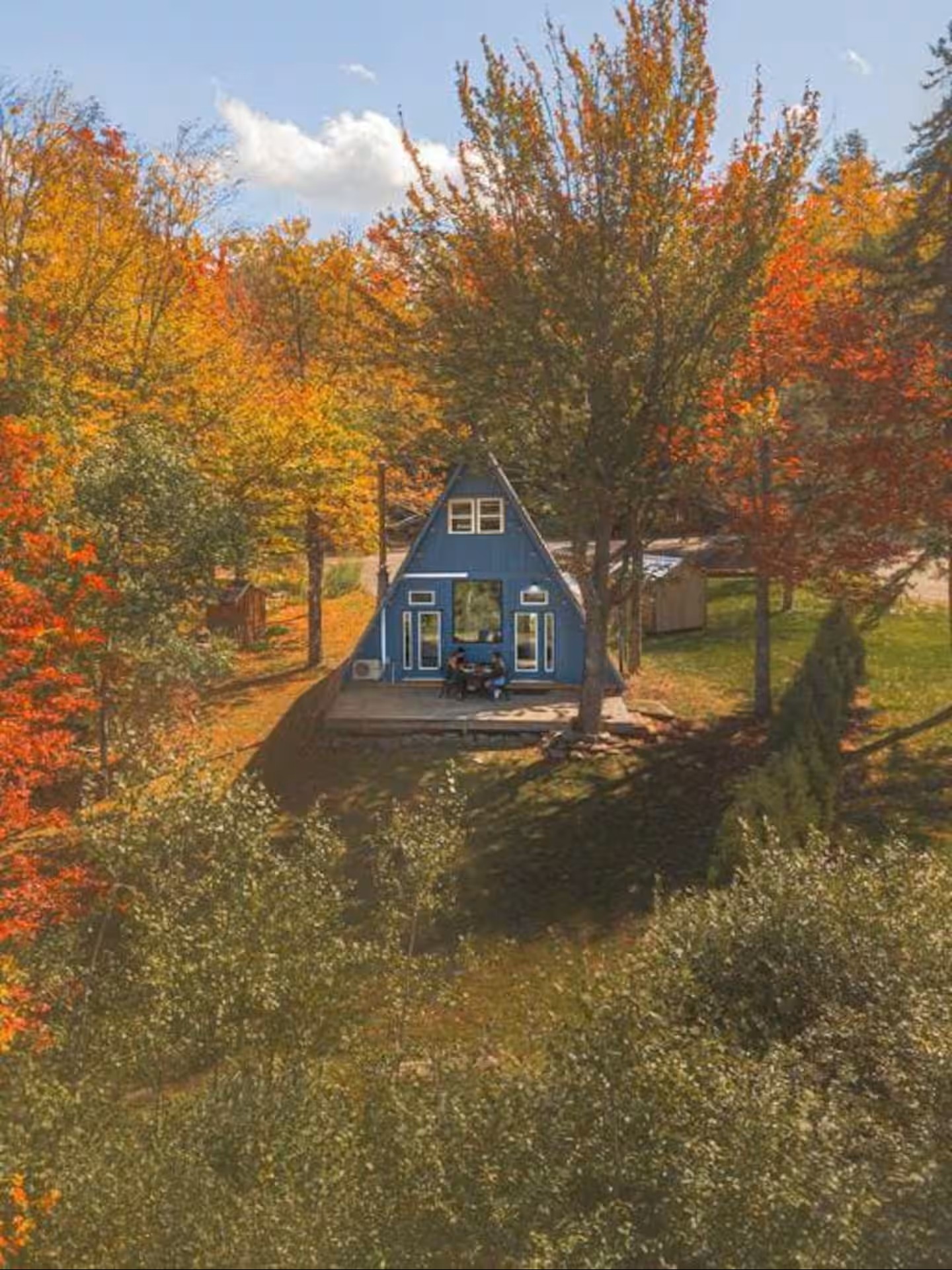 Alpine A-Frame is in a recreational neighborhood, there are several other cabins on the block, including one adjacent to our property on the other side of the row of trees in this picture.