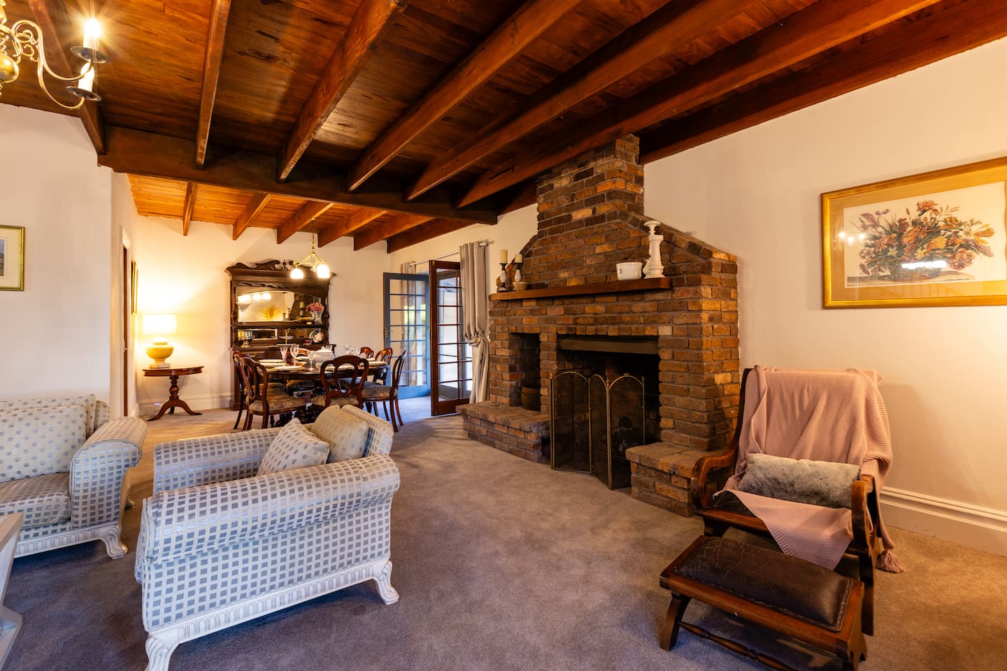 Fireplace in the formal Dining and Lounge room