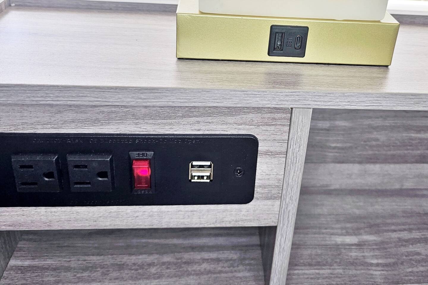Plenty of options for recharging right at your bedside. 