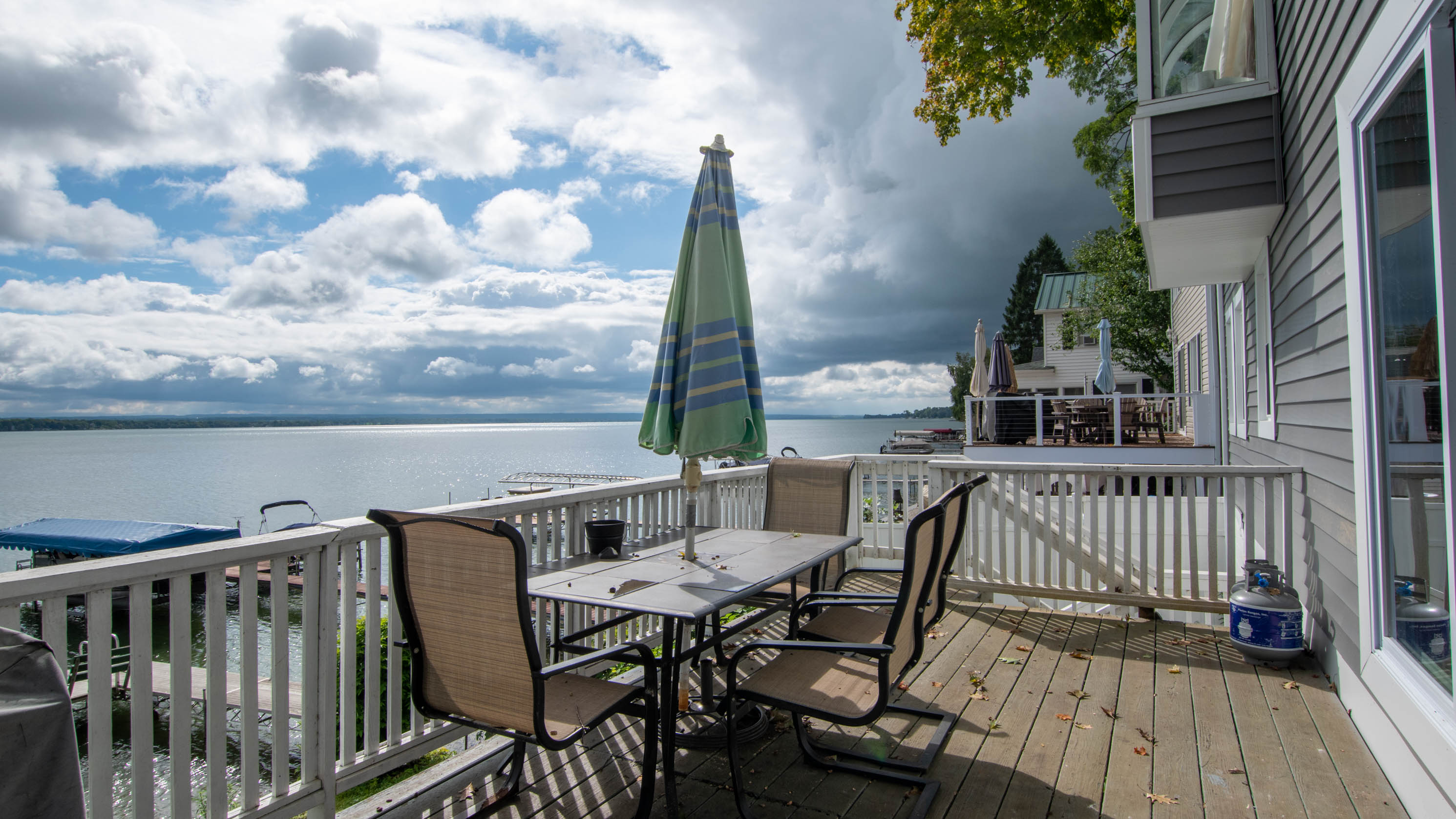 Relax on the deck and take in panoramic lake views under open skies.