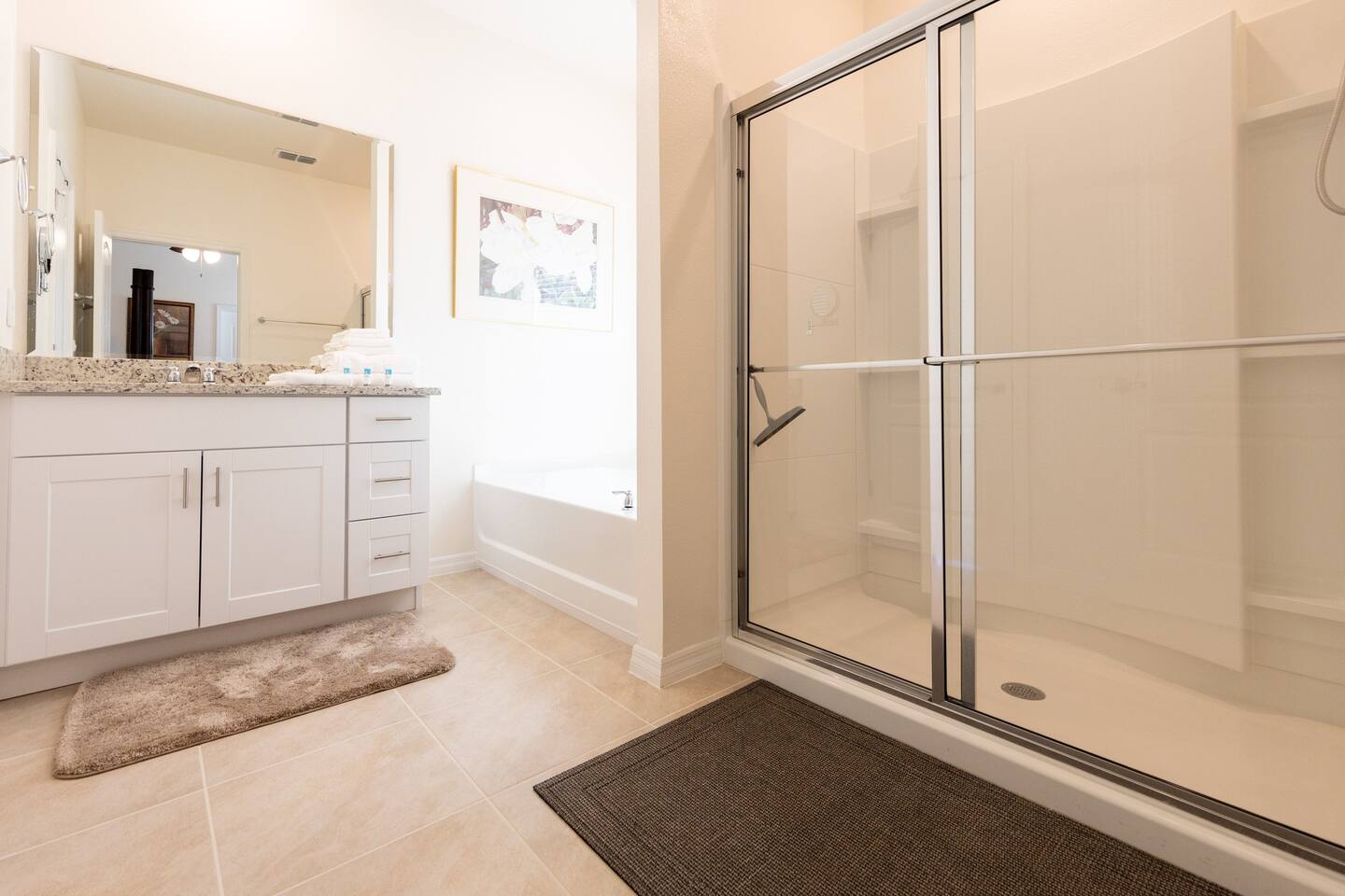 Downstairs master bathroom + full size tub.  