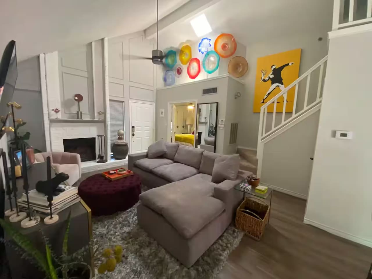 Living room with cozy sectional and  TV.