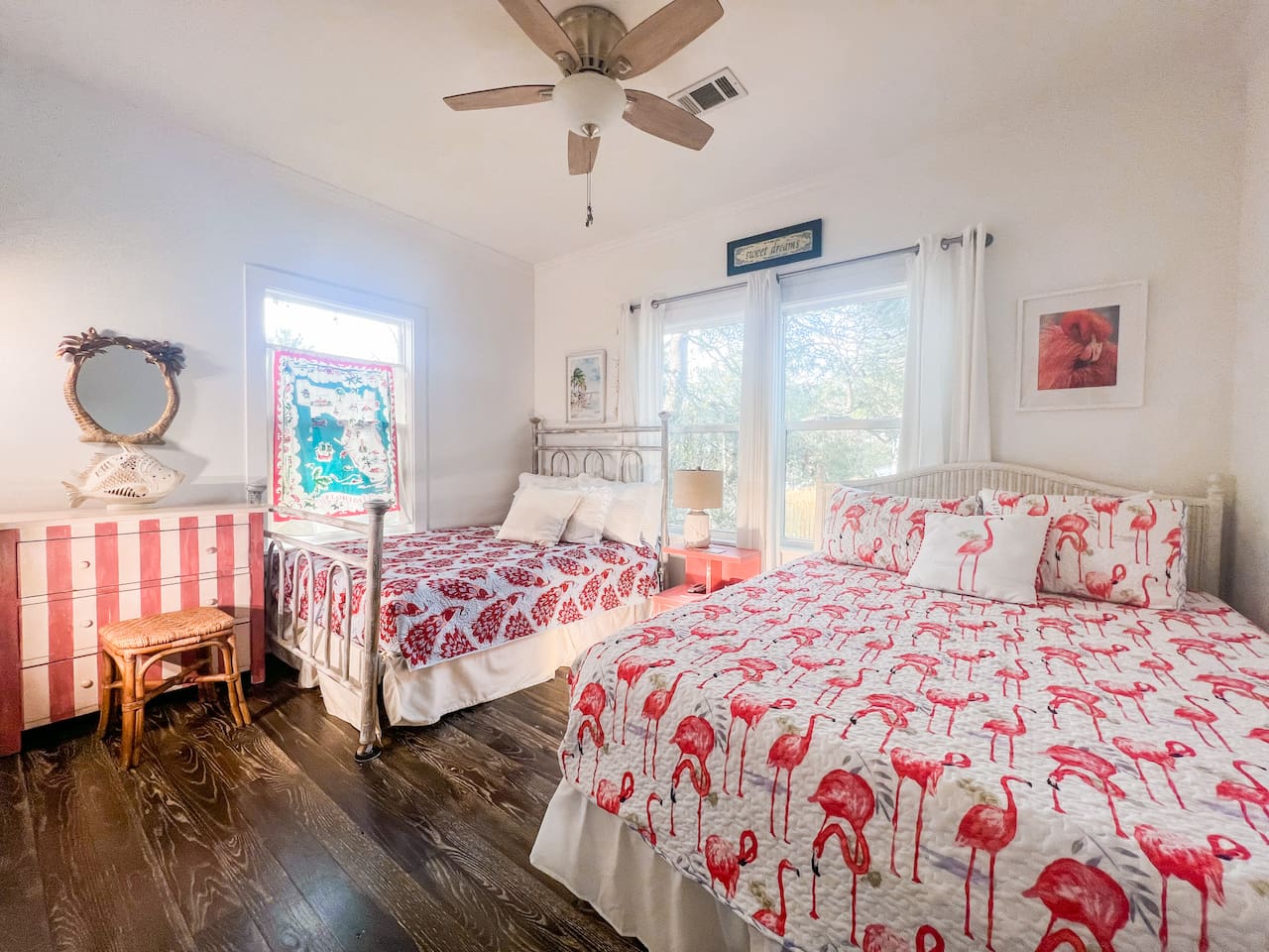 Second bedroom has a queen sized adjustable bed & full sized bed