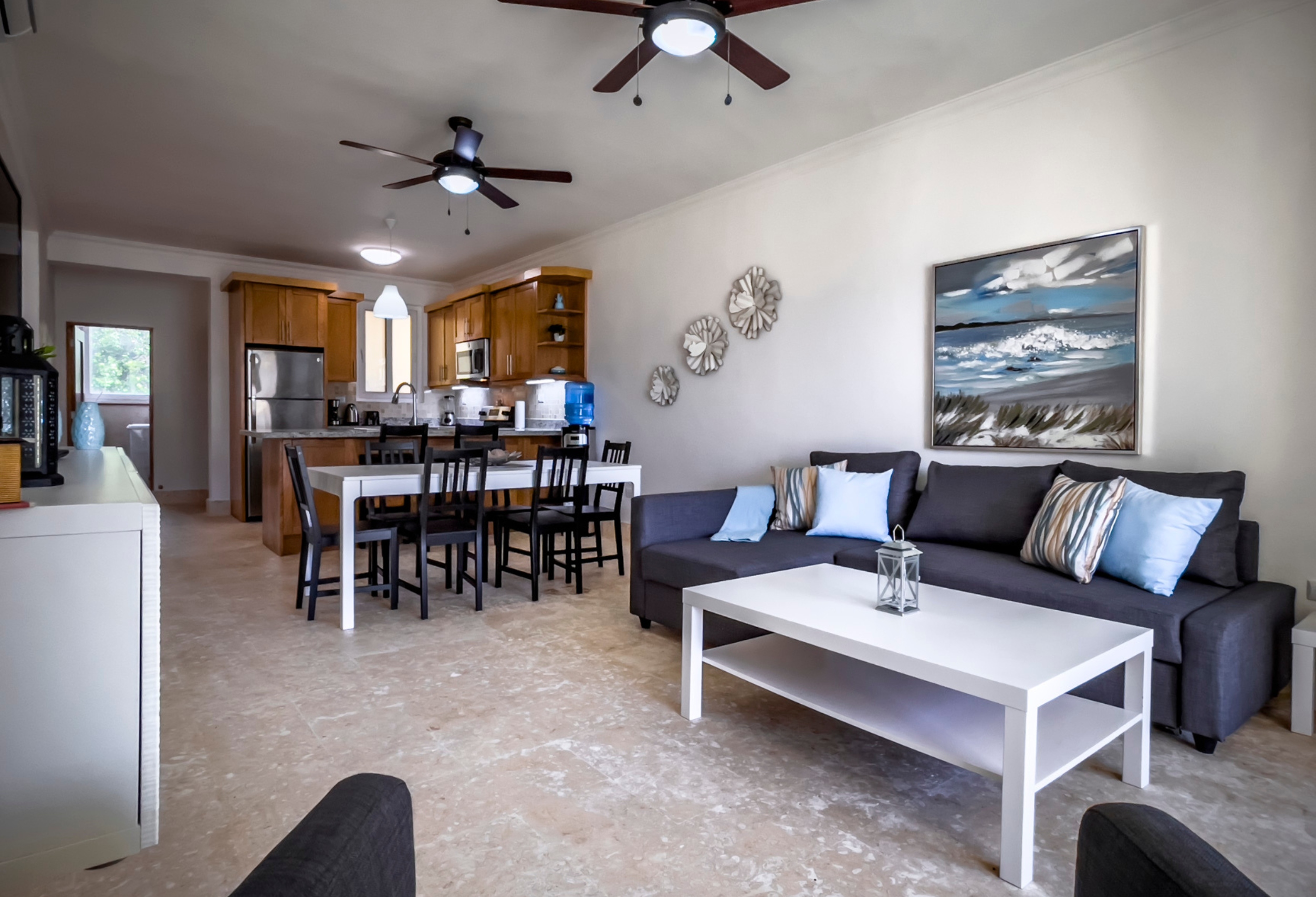 Living area and dining area