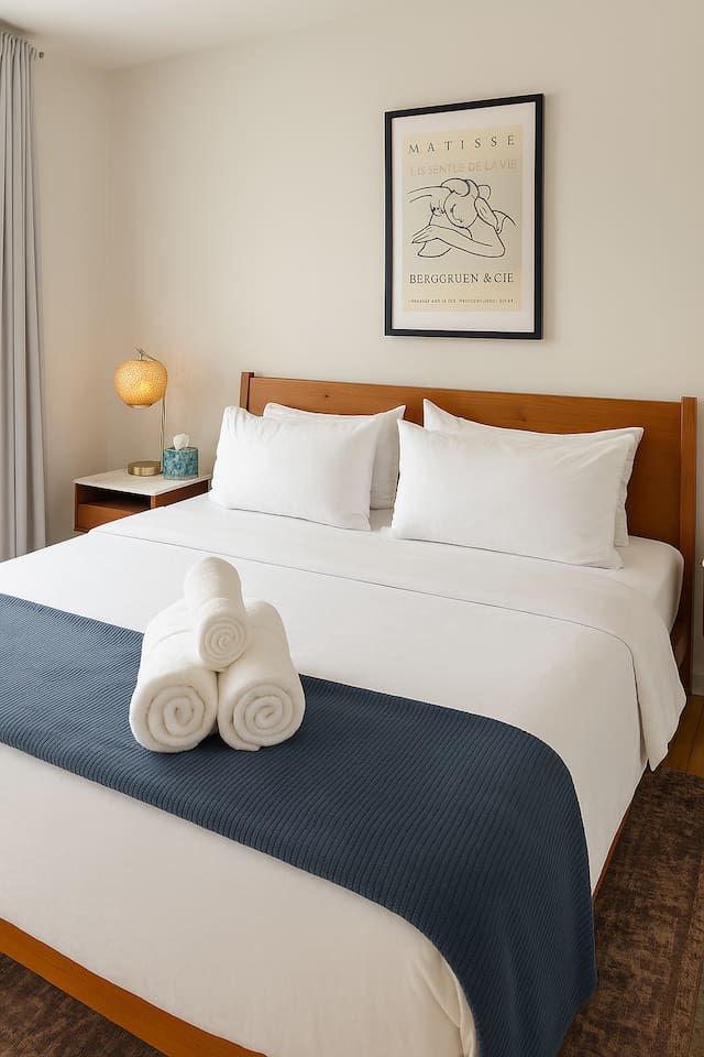 Additional bedroom designed for comfort with fresh linens, storage space, and a peaceful setup for quality sleep.
