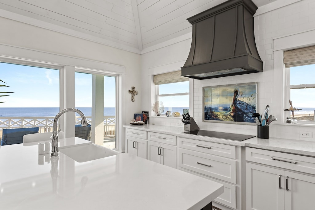 A fully stocked, gourmet kitchen awaits
