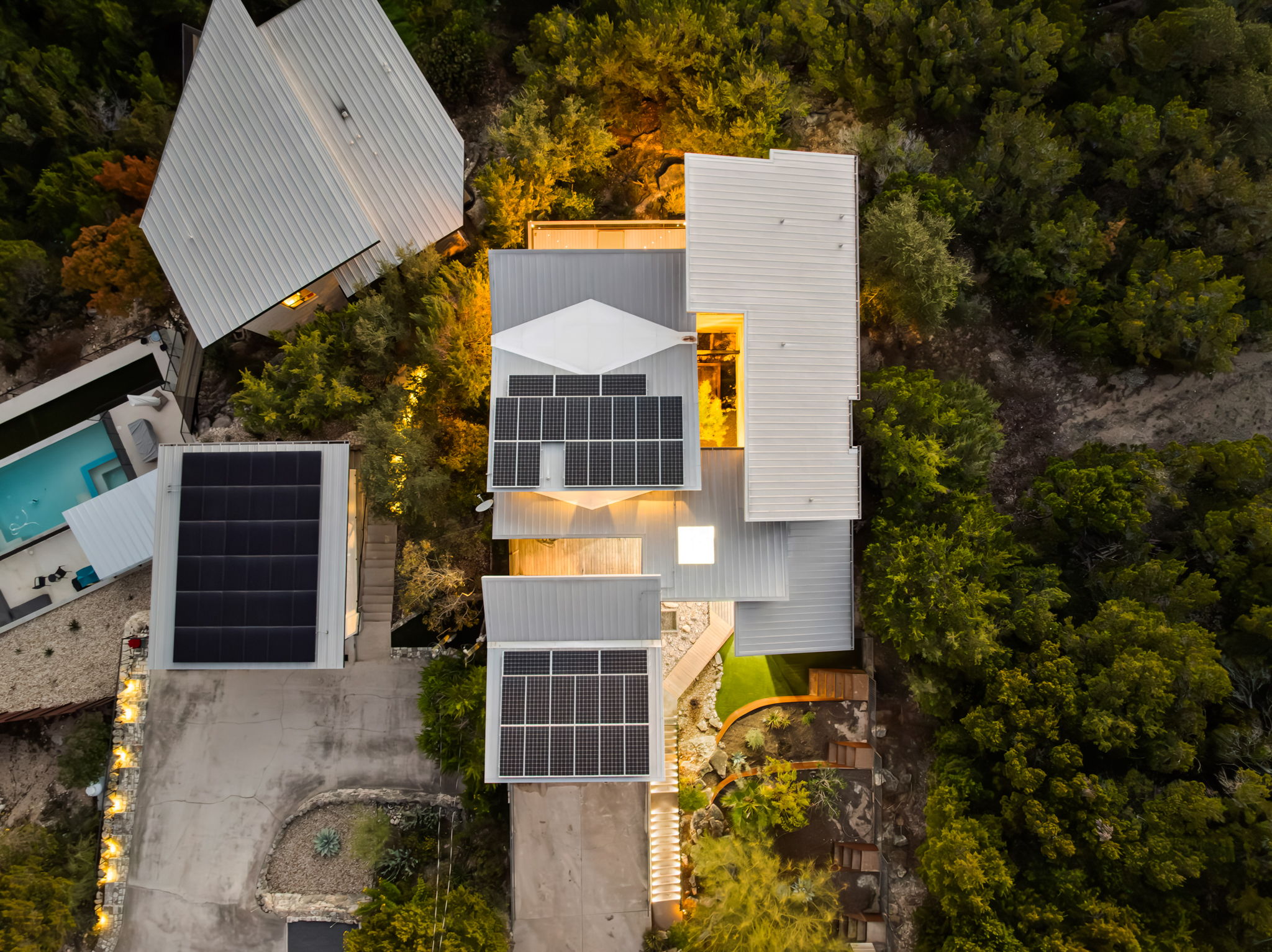 Aerial view highlighting privacy and natural surroundings