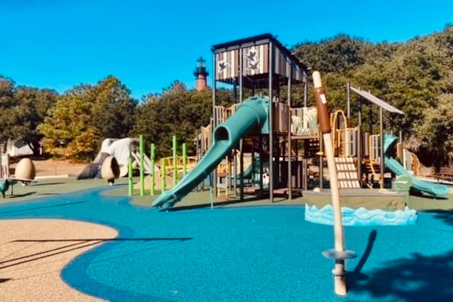 New playground in Historic Corolla park directly across from the Beach Club at Whalehead.