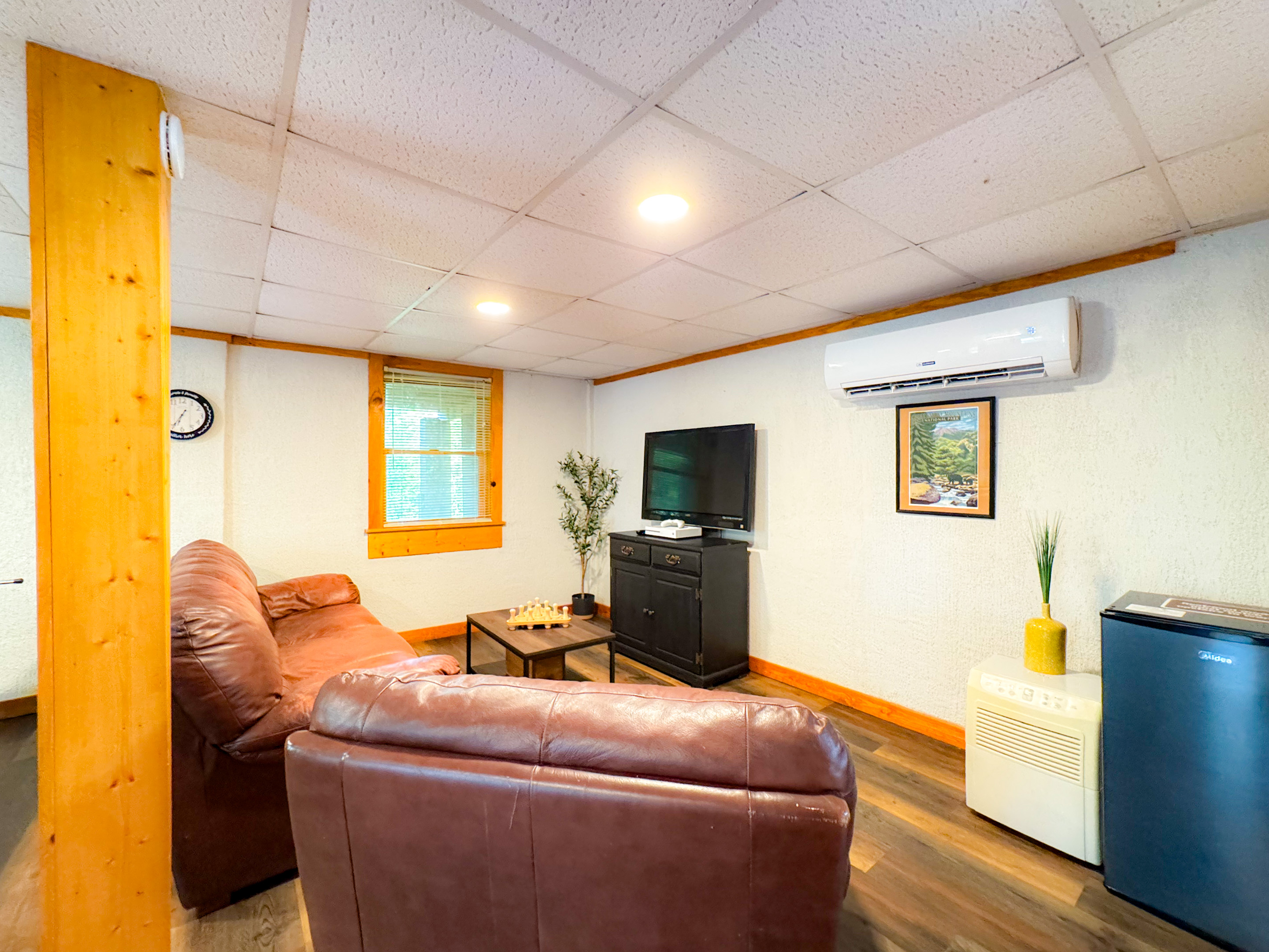 sitting area in the lower level game room