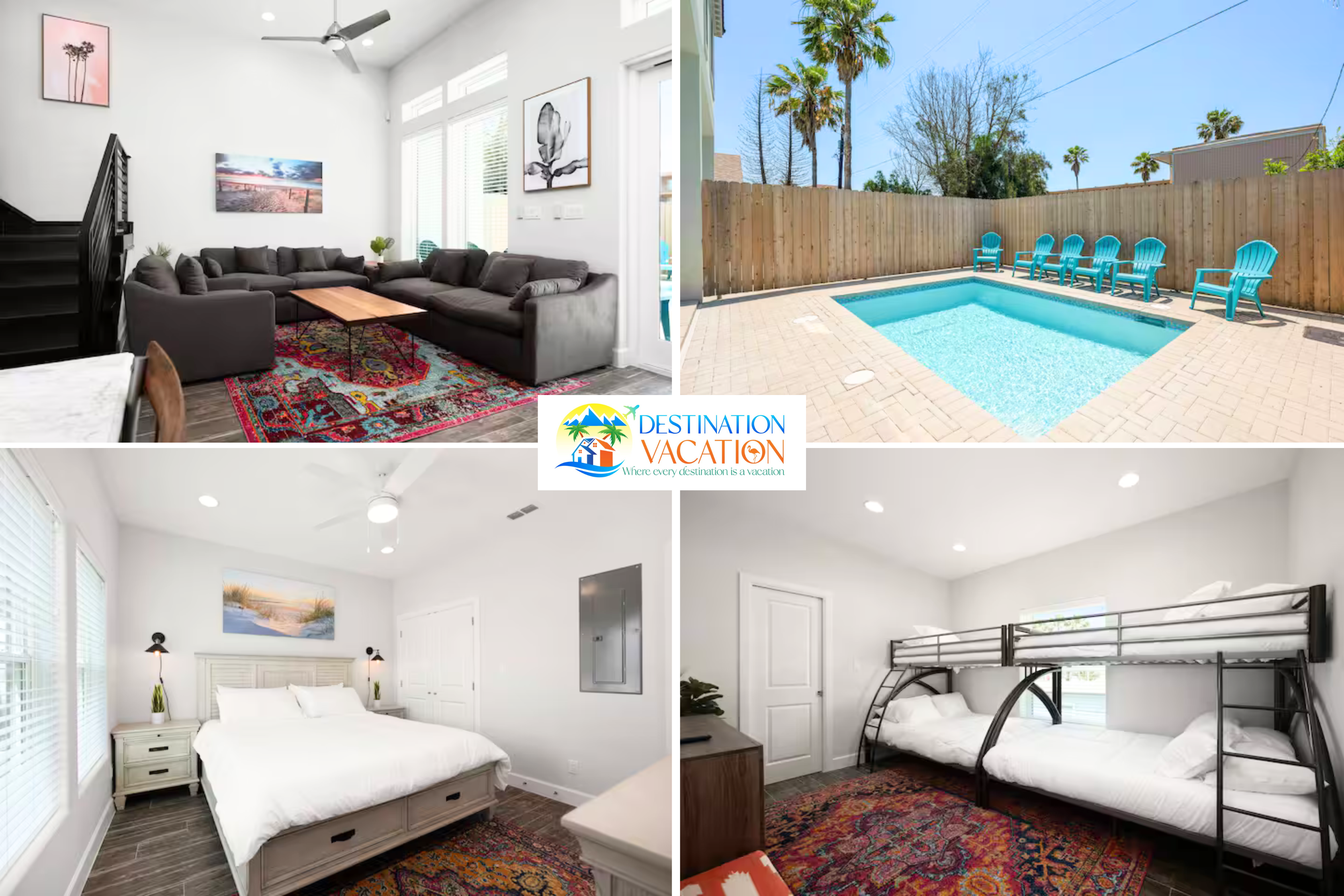 A complete coastal retreat, from poolside fun to restful bedrooms.