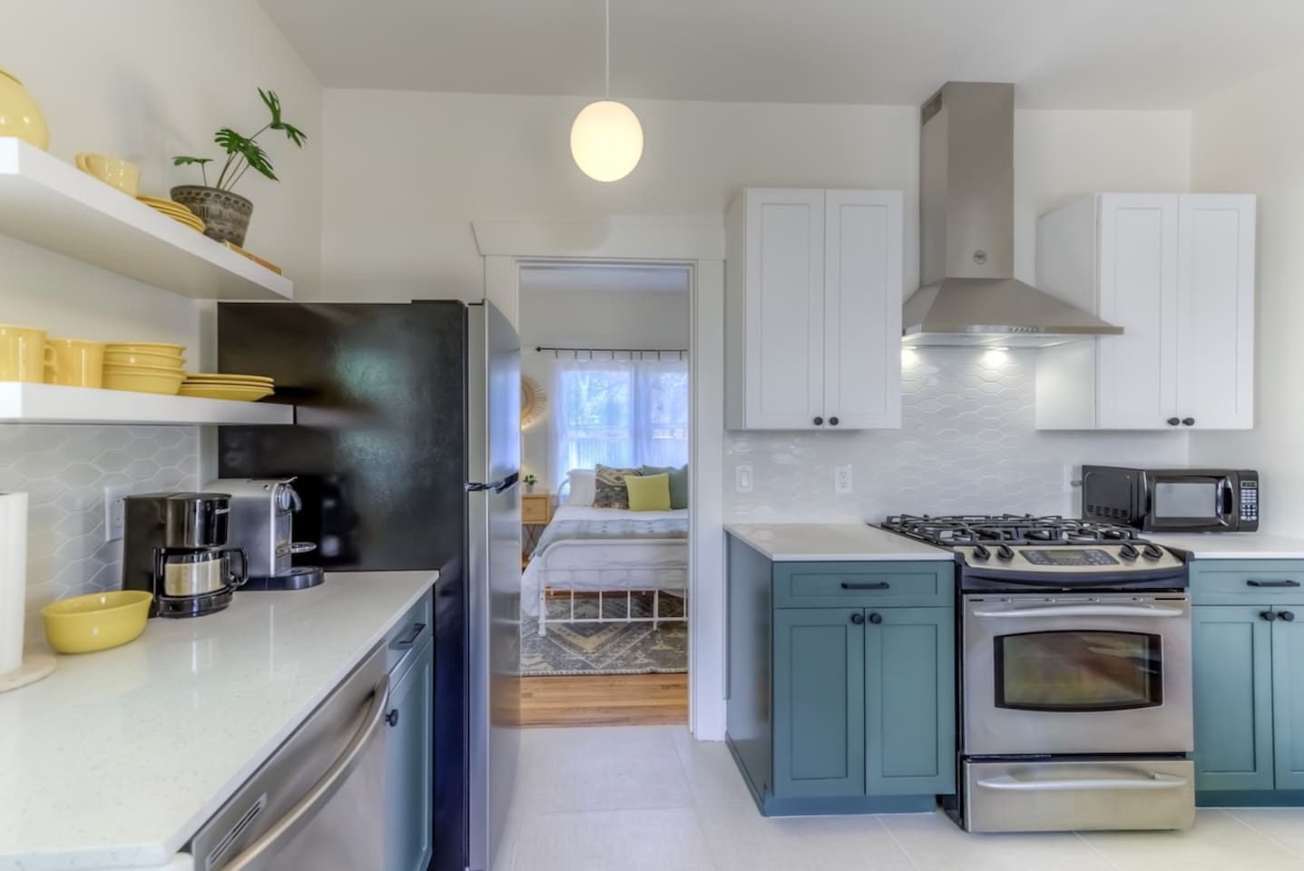 kitchen with new counters, cabinets and appliances