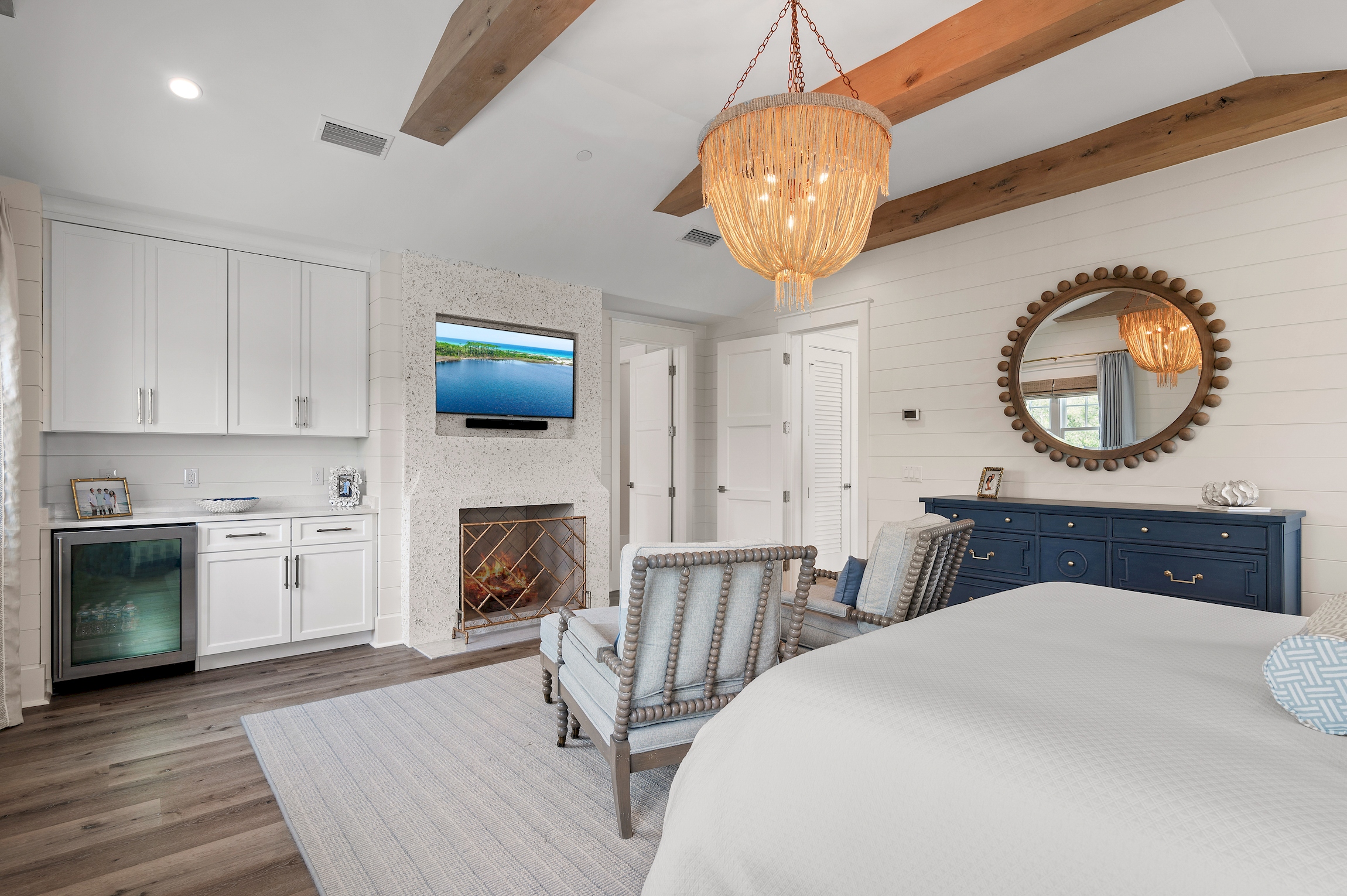 Enjoy your private wet bar and large TV.