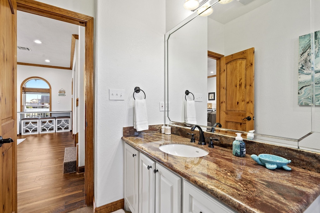All bathrooms feature granite countertops and aesthetically pleasing finishes.
