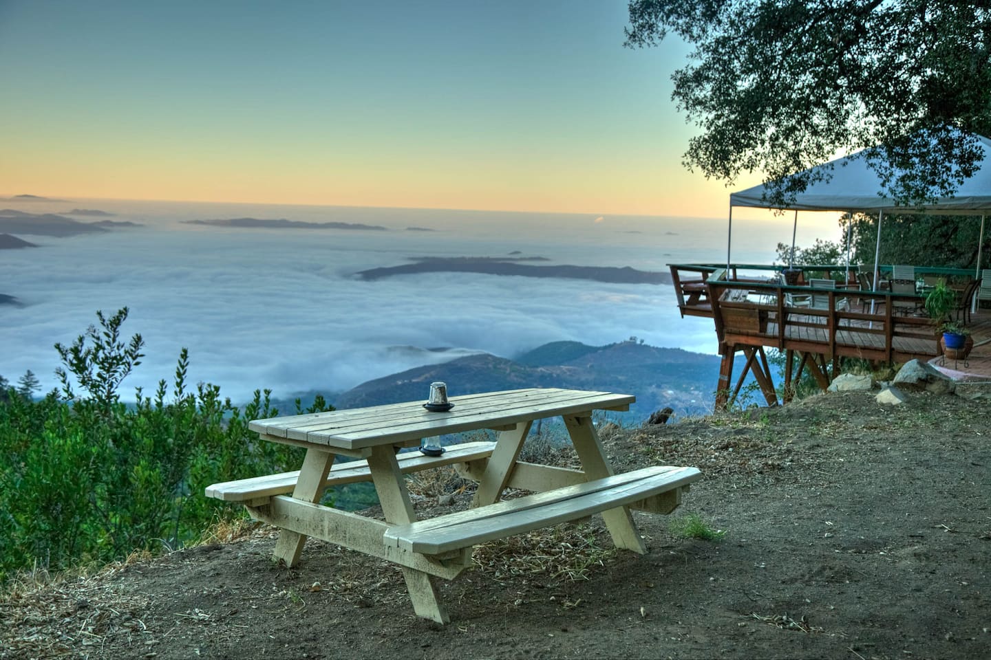 Picnic table - main house and BBQ on deck