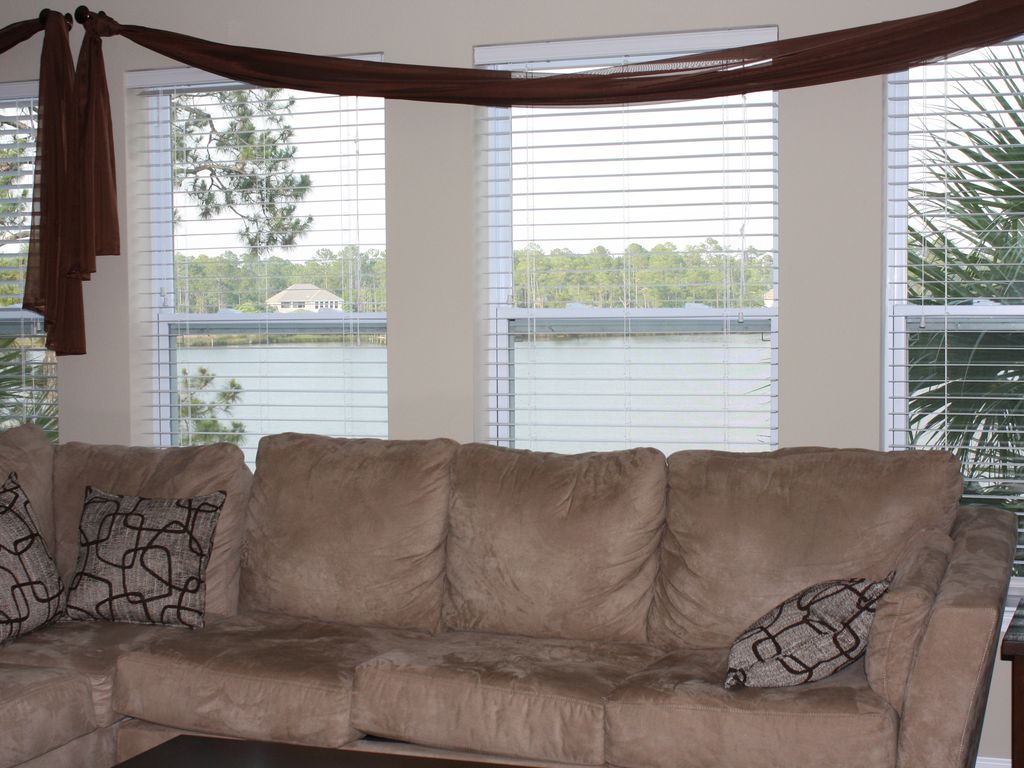 Living room with sleep sofa, bay viewTypical 3 BR Premium unit