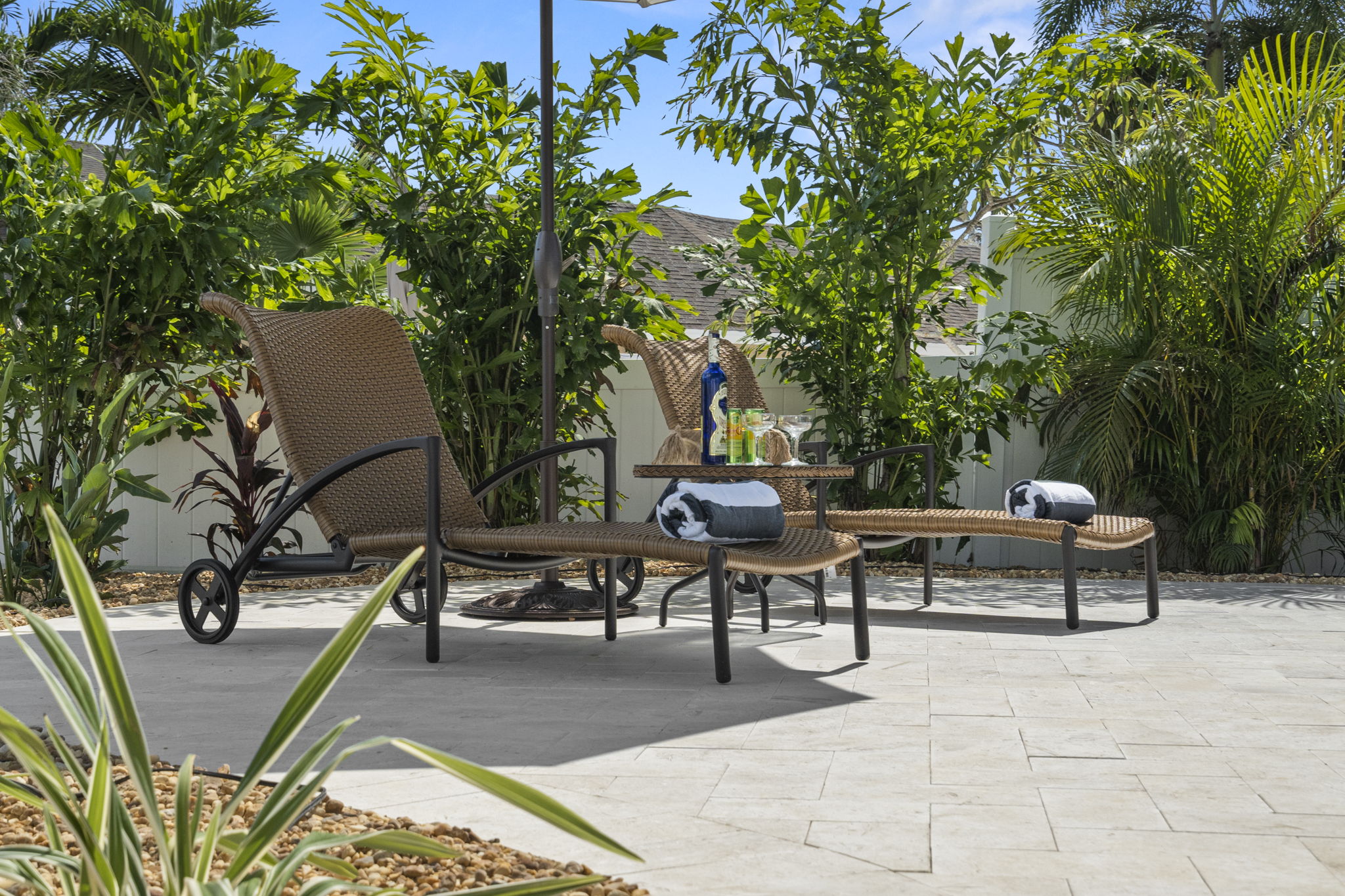 relaxing poolside loungers