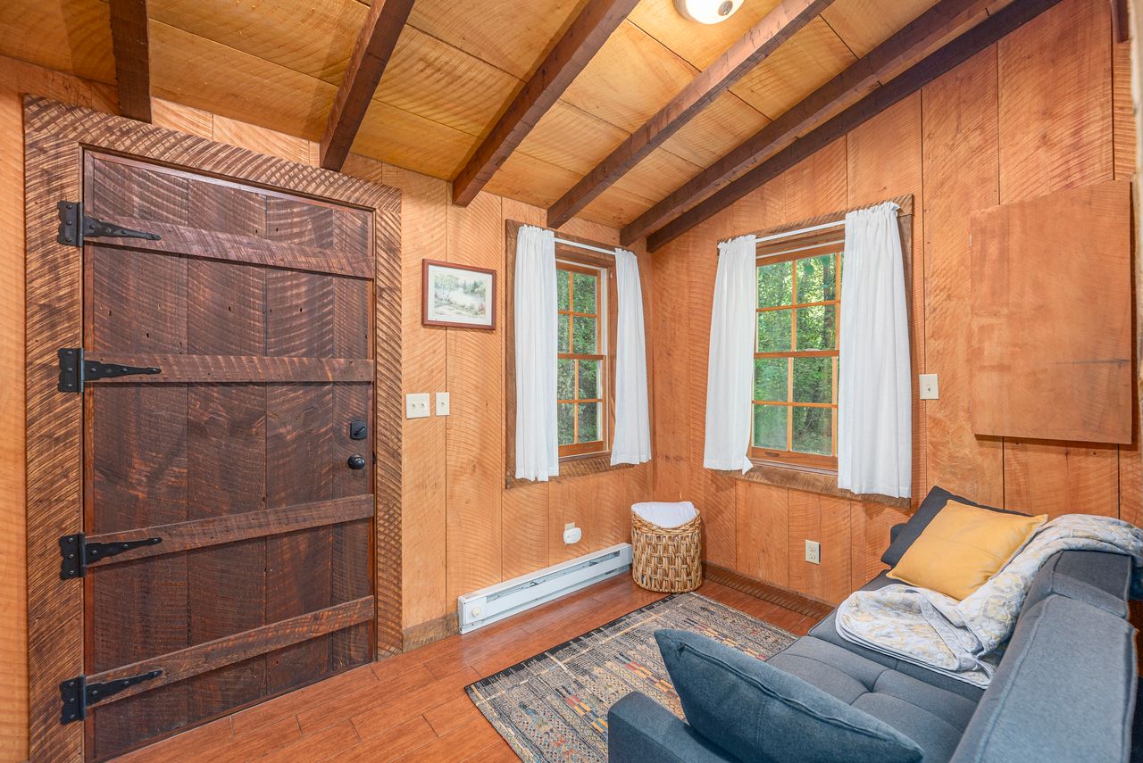 The cabin has an extra seating area that lays flat and could be used by a small child to sleep on. 