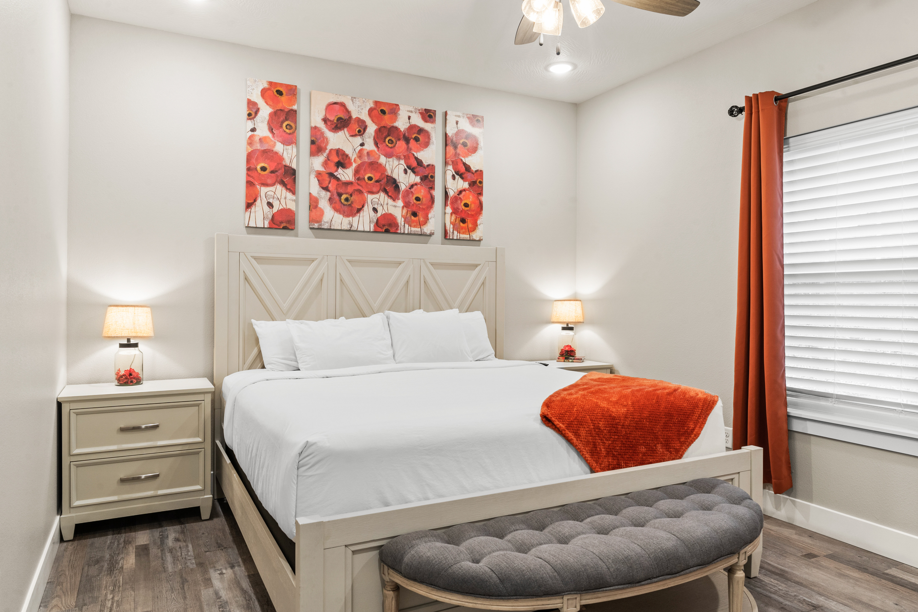 Master Bedroom #2 has a king size bed, dresser, TV and large closet.