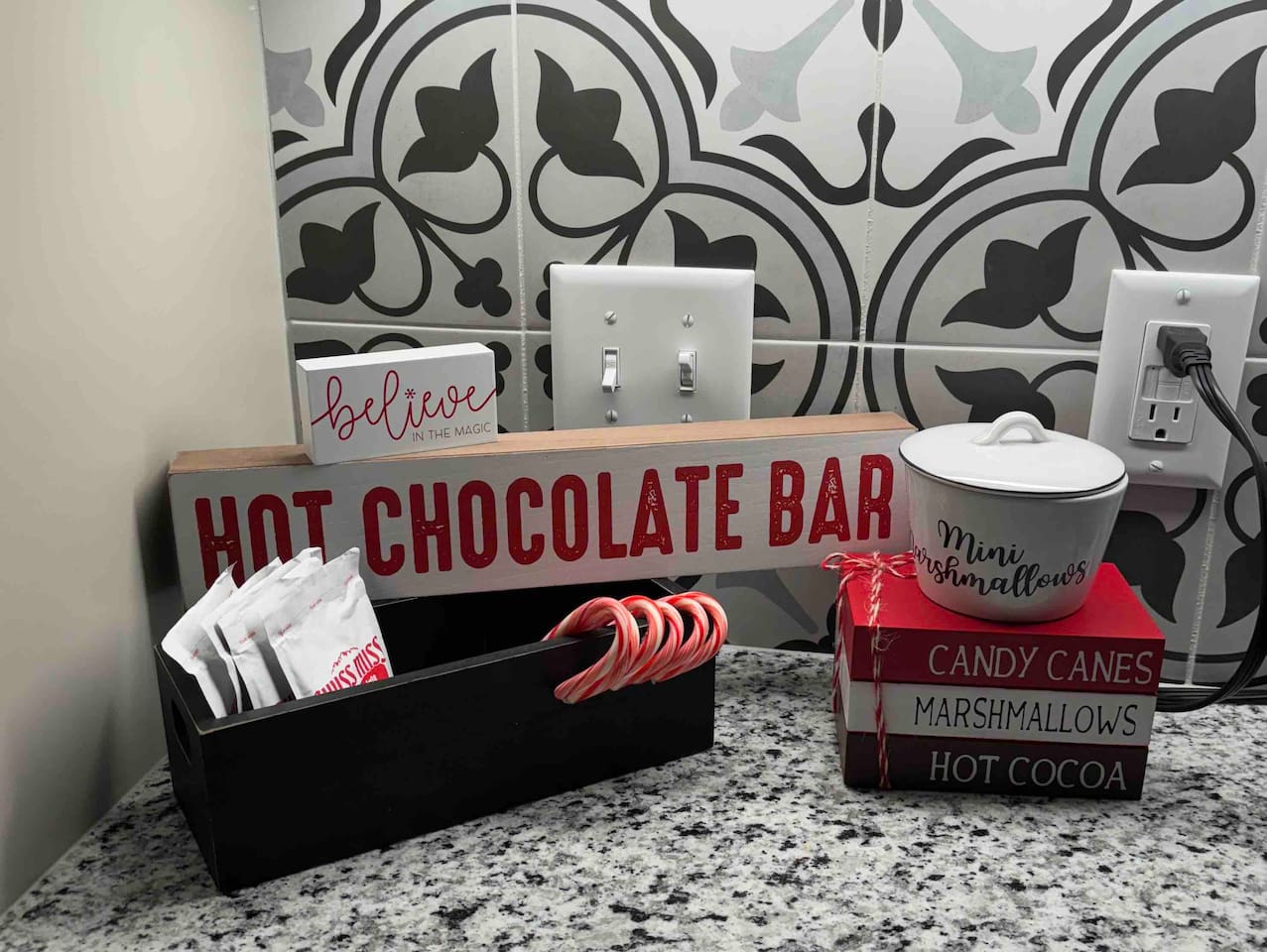 We love Christmas! We have added a little warmth with a hot chocolate bar!