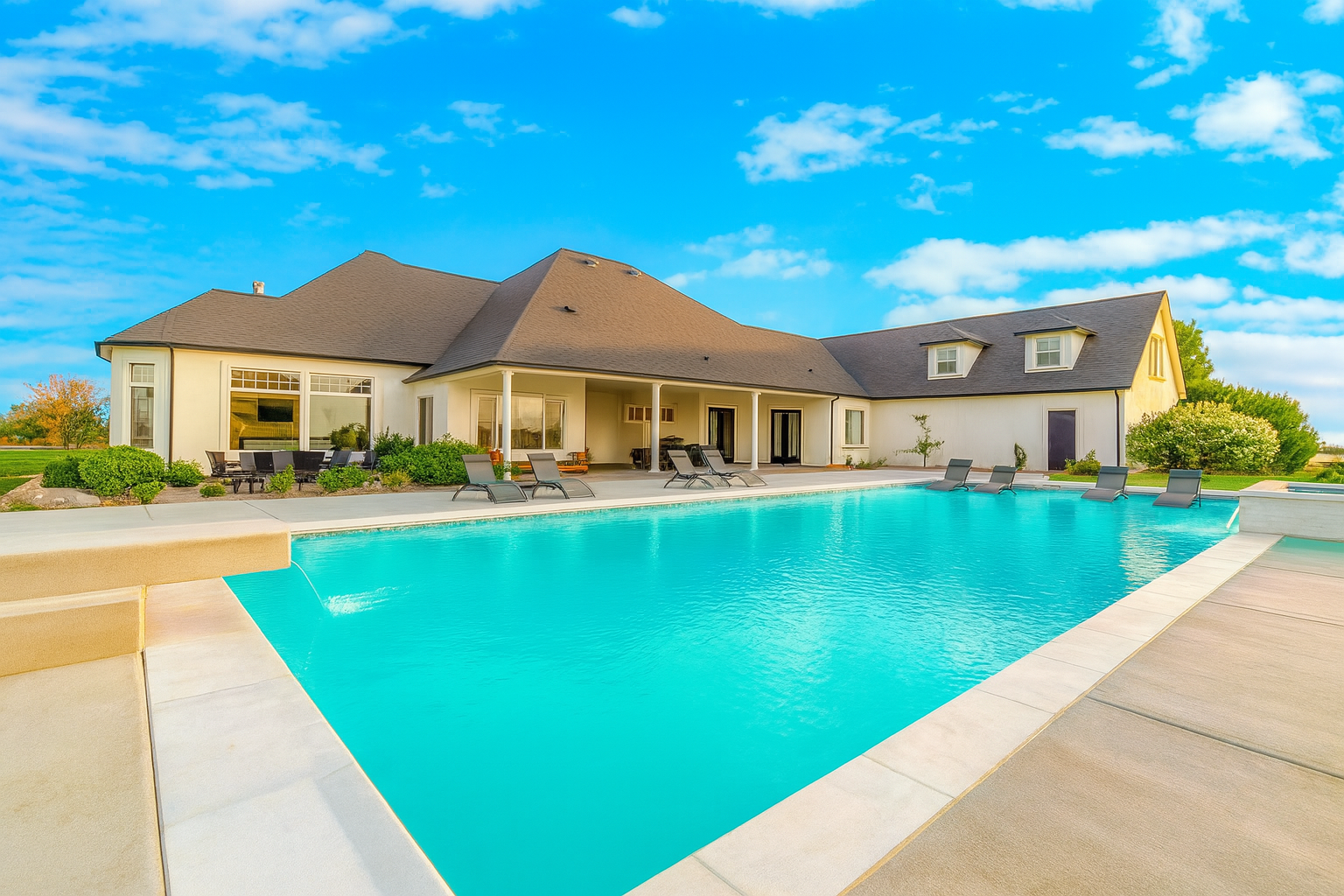 outdoor heated pool area