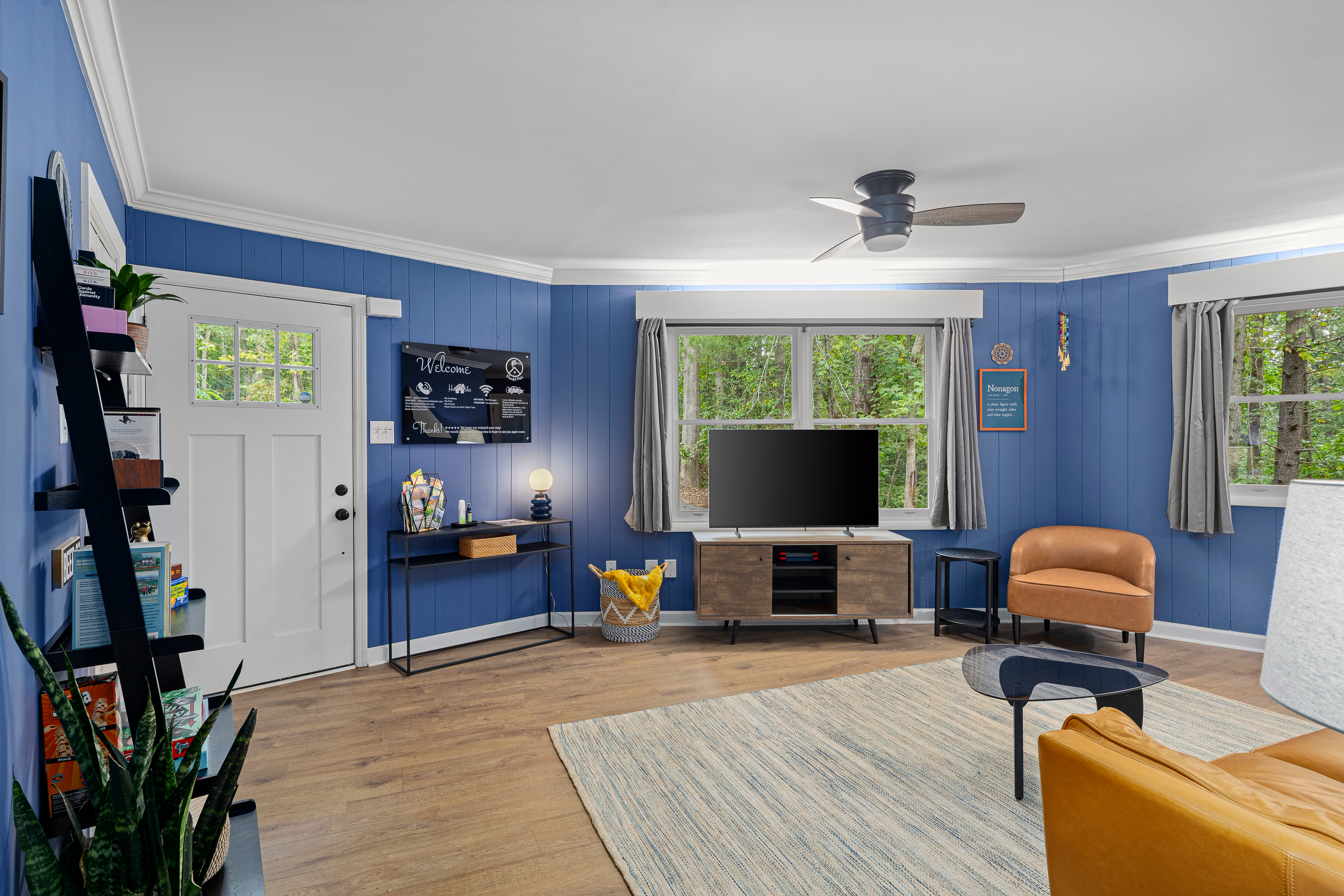 Relax and stream your favorite shows in our Asheville themed living room.