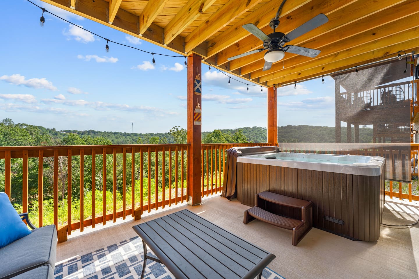 Covered hot tub - perfect rain or shine