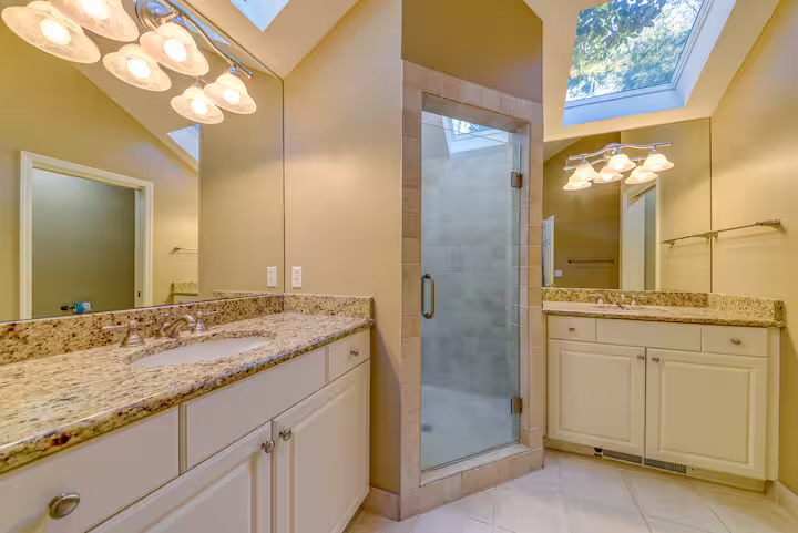 Primary Bathroom features dual sinks and walk-in shower