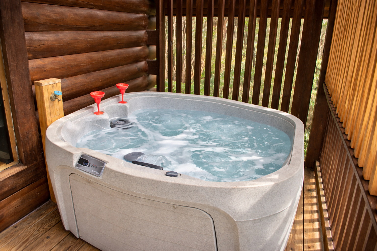 Unwind in the private hot tub!