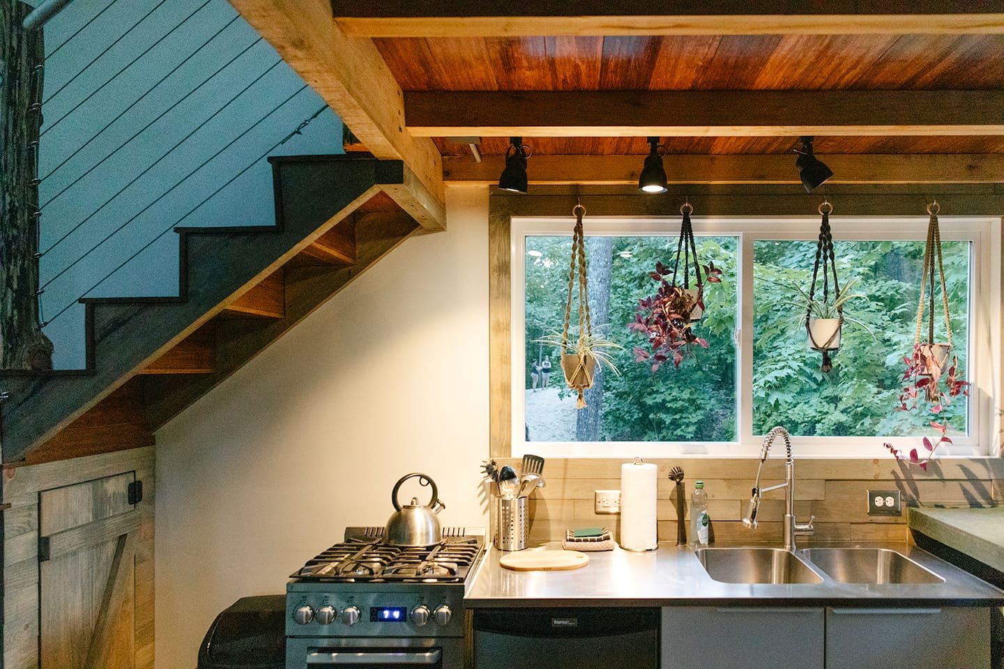 kitchen and stairs to loft