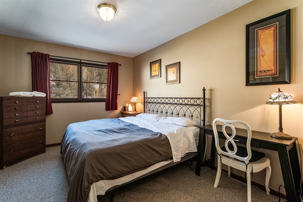 The Cheetah's den has a king bed, writing desk and great mood lighting.