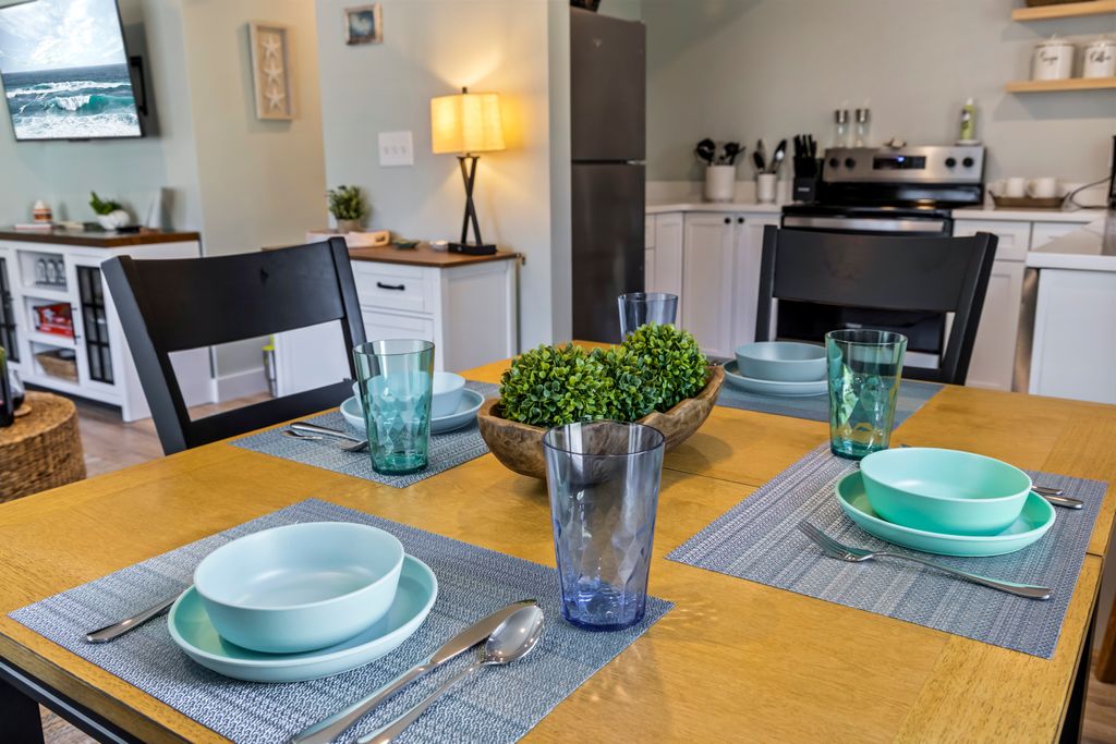 Share meals and laughter in this welcoming dining space.