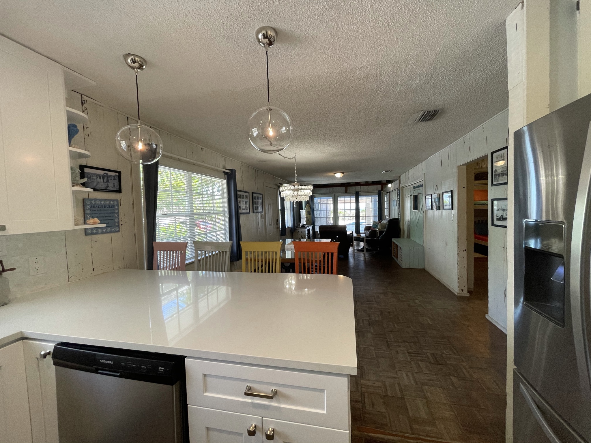 Open concept kitchen with views of the beach!