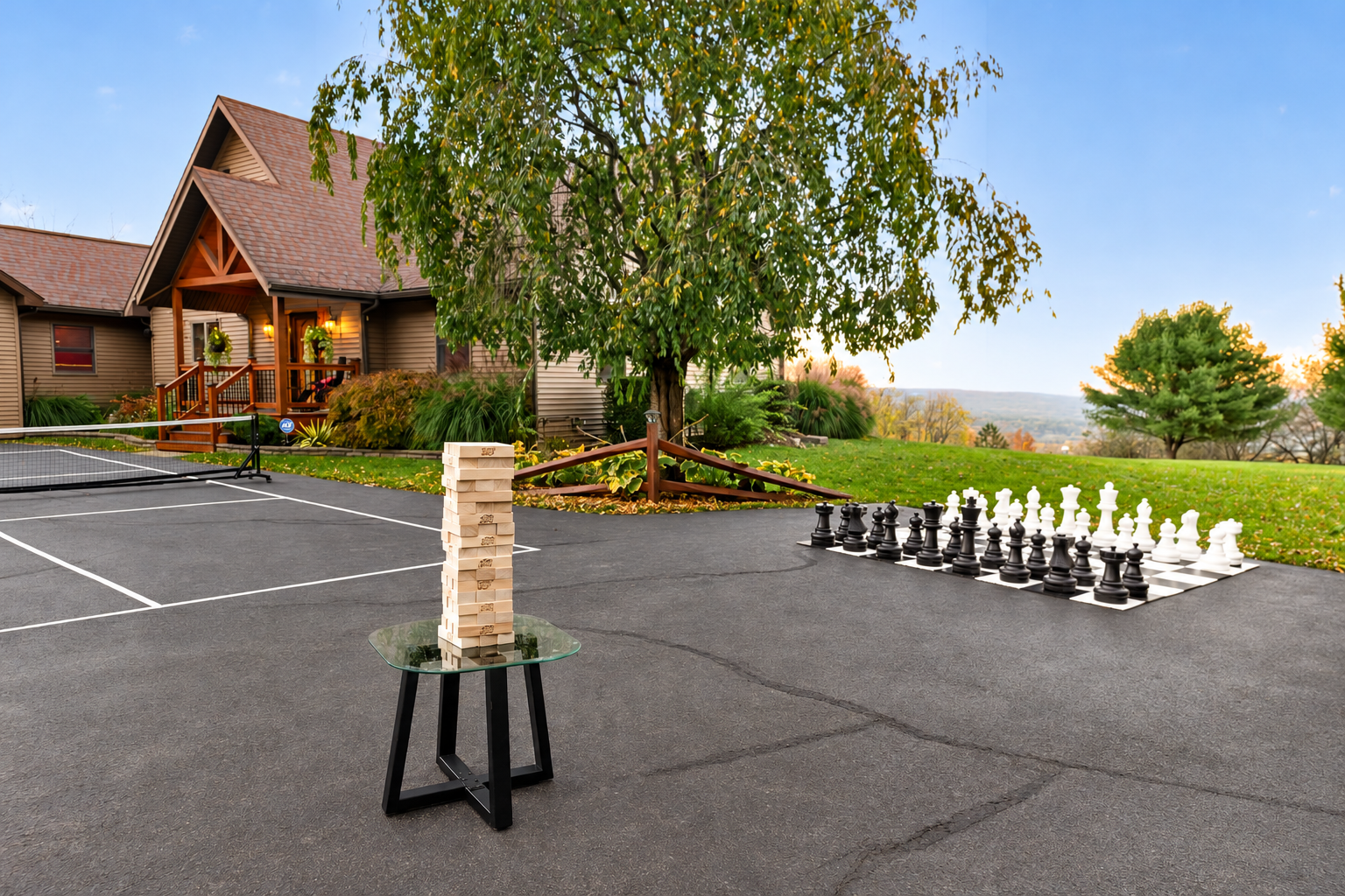 Outdoor games on the driveway