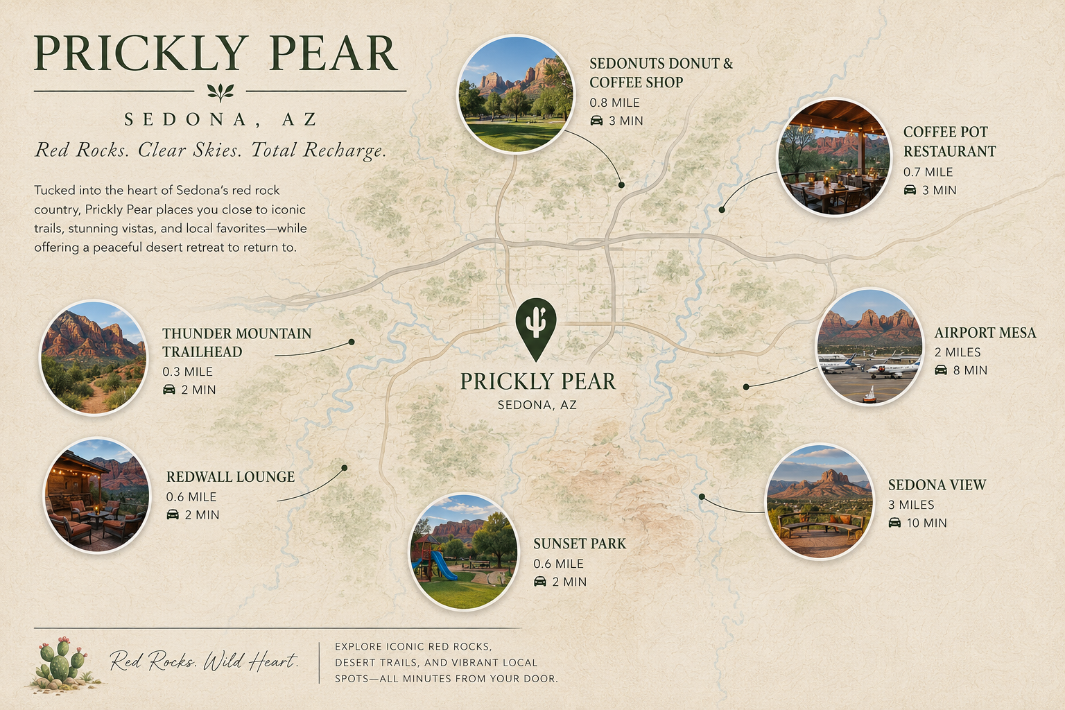 Experience Sedona's iconic red rocks, scenic trails, restaurants, and unforgettable sunsets—all just around the corner.