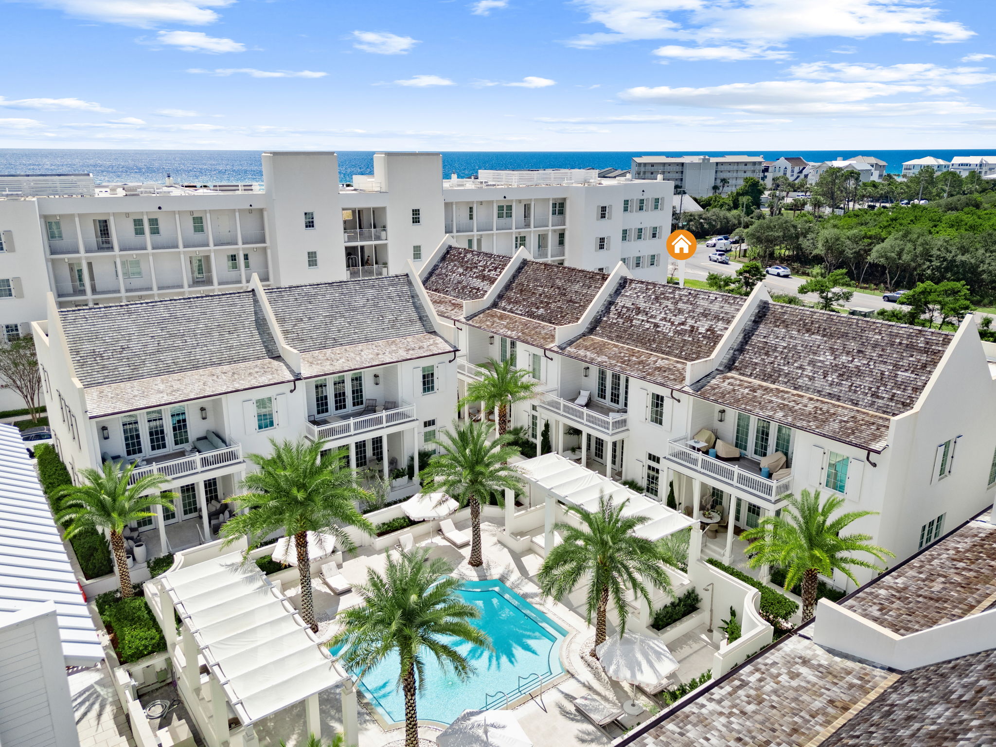 You are just a few feet from the community pool and grilling area.  So you can grill dinner and easily carry it back inside for you and your guests.