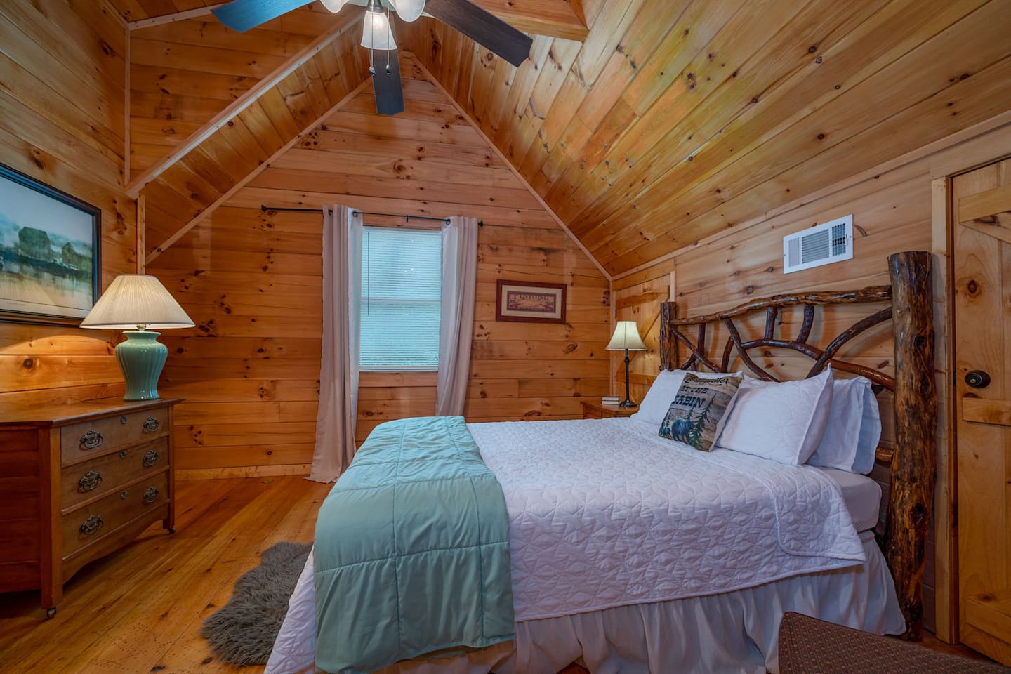 Upstairs 2nd master suite with full bath. Shower is hand crafted stone spa shower