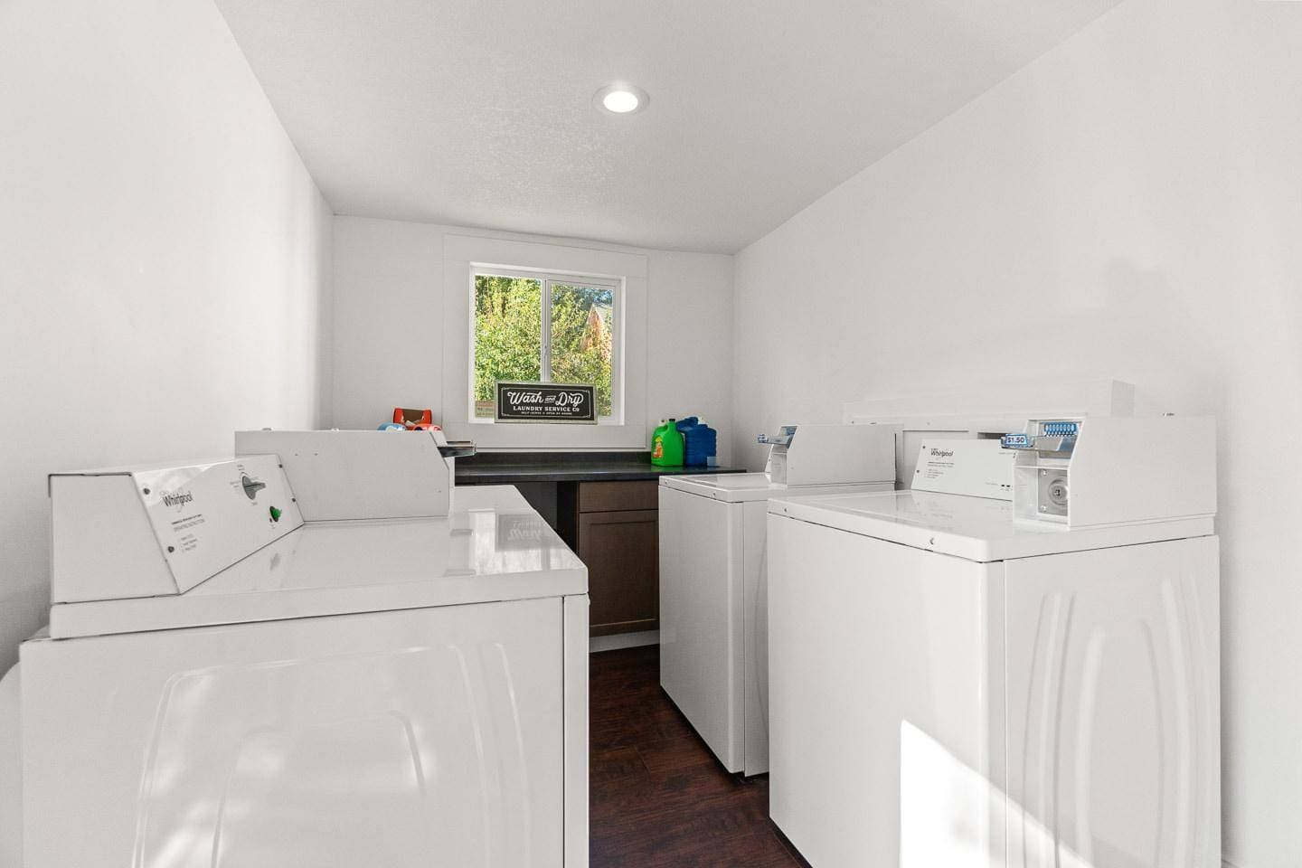 The shared coin laundry is inside its own separate  entrance at the back of the building next door to apartment 5.  Upon booking you will be granted your own keyless entry code. 