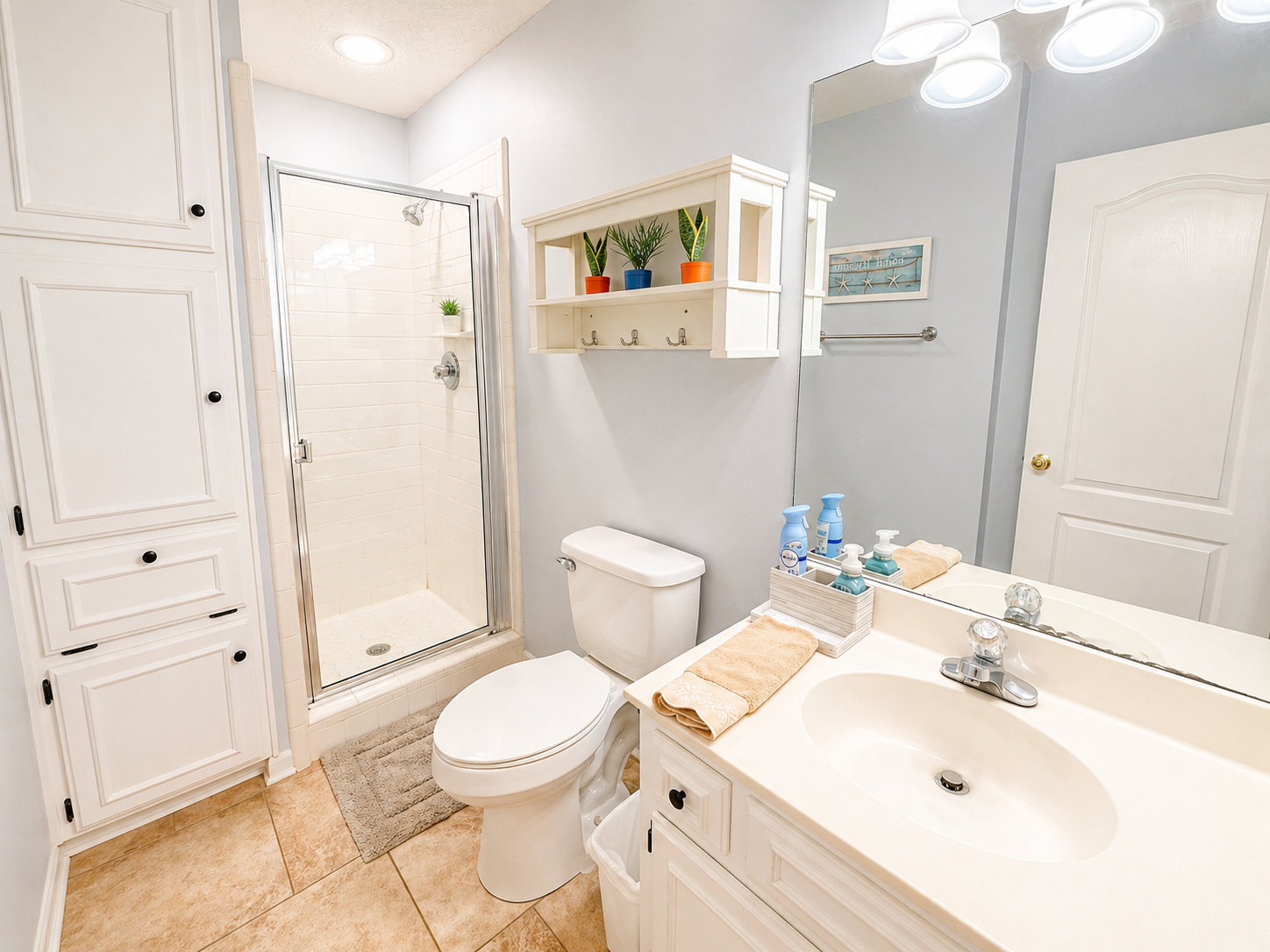 Main-level bathroom with walk-in shower