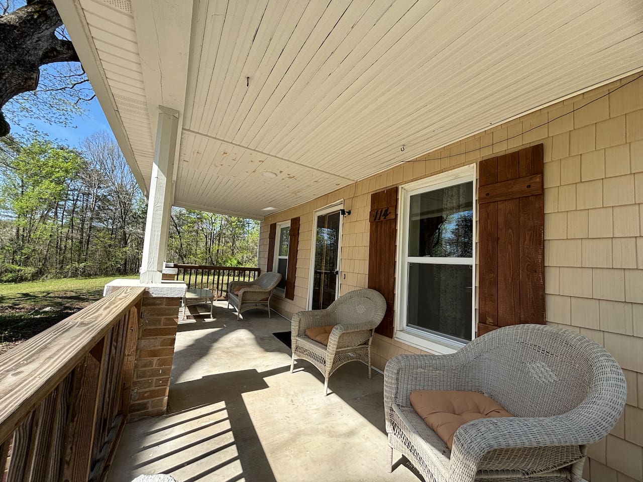 Covered porch with seating 