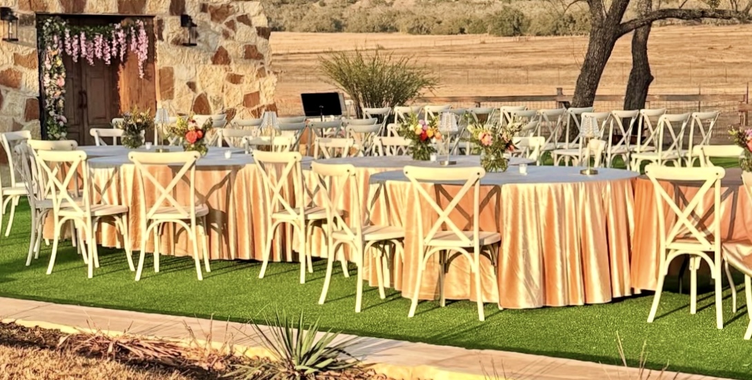 Evergreen turf ceremony/reception area