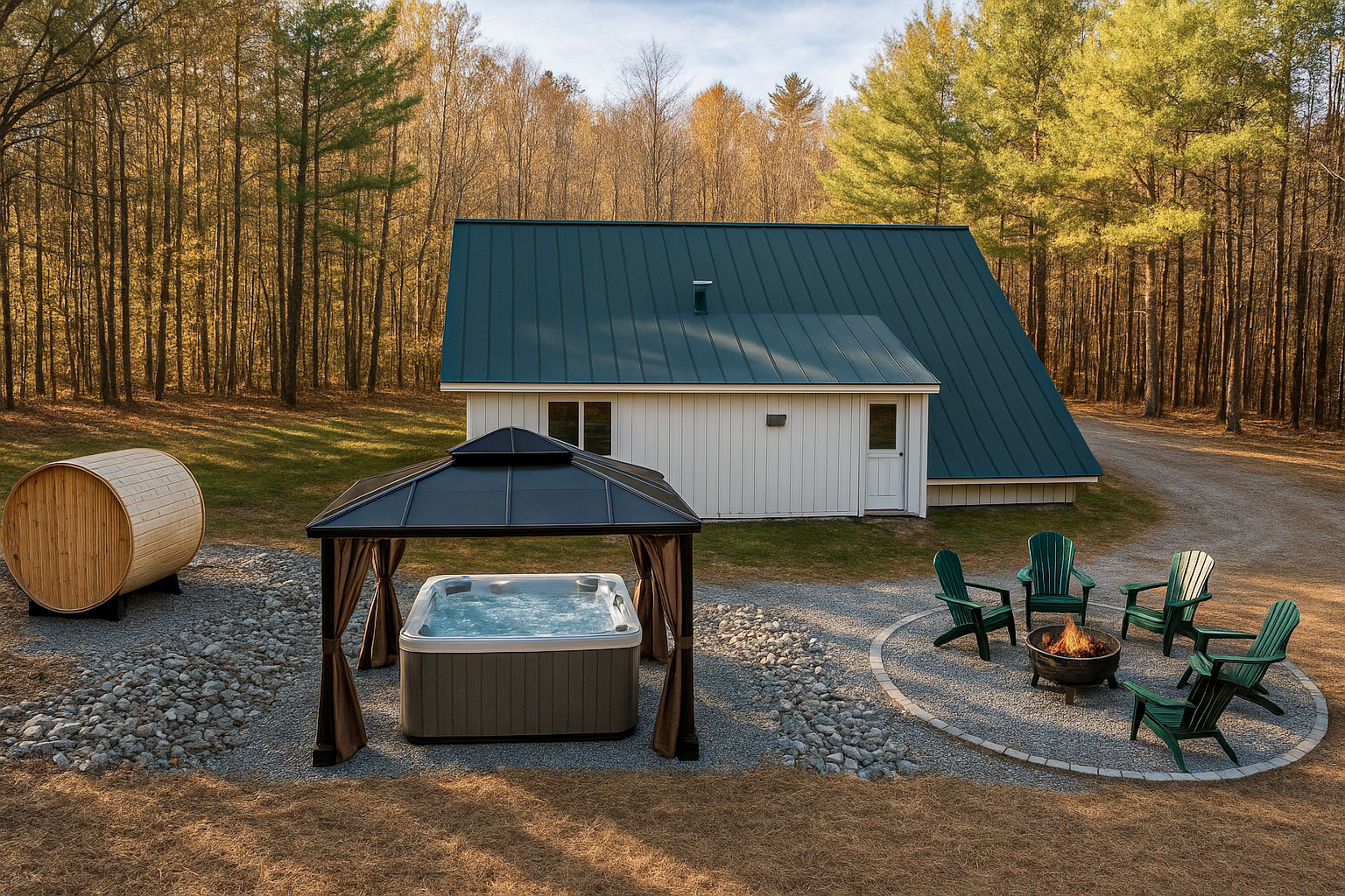 Exterior Oasis: Hydrotherapy in the hot tub apres? Or roast hot dogs around the fire pit for evening family memories.