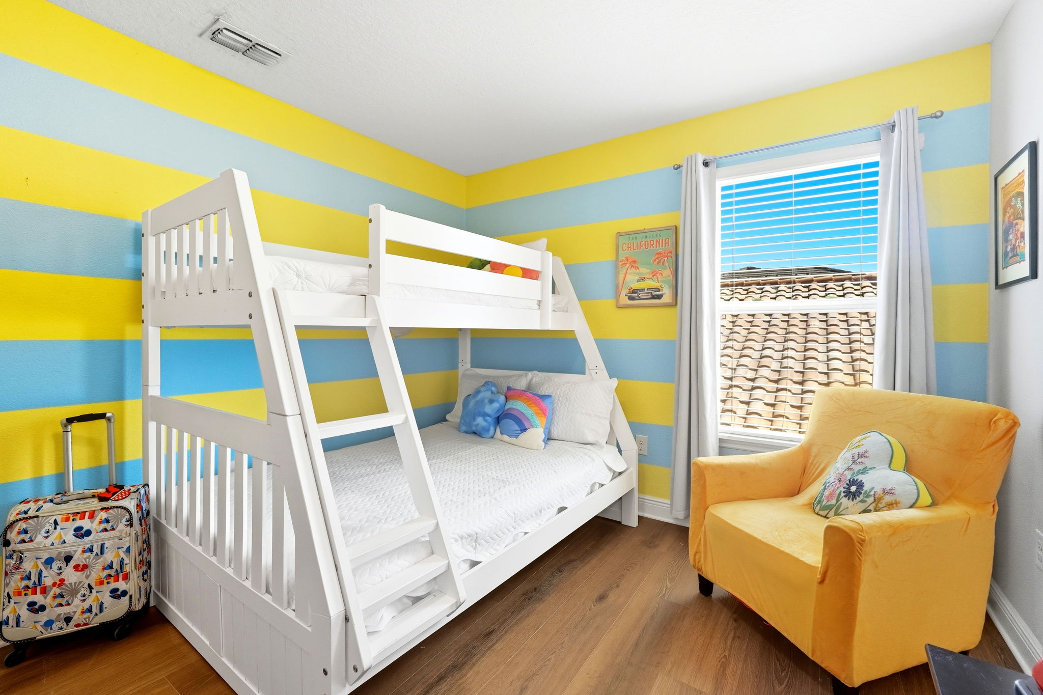 Vintage Teen Room (Full bed + Twin= Bunk) Retro Disney fun with bold colors and nostalgic flair.