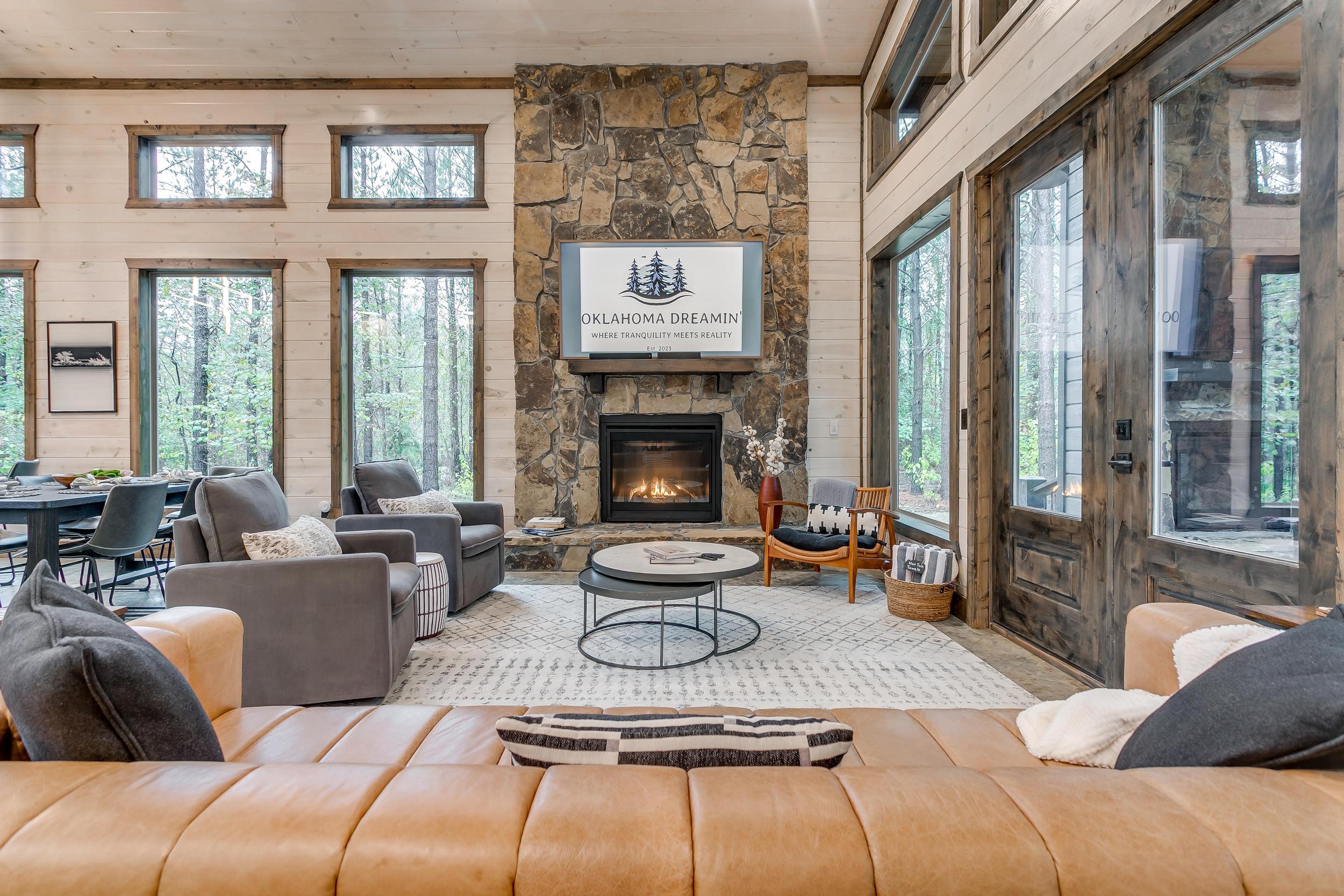 Cozy up by the fire while watching your favorite show