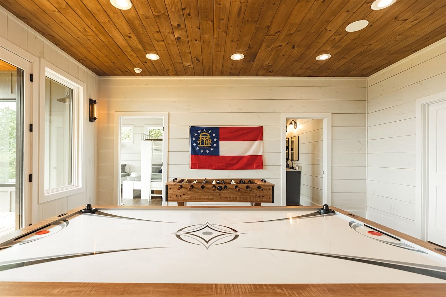 Game room with Georgia Flag