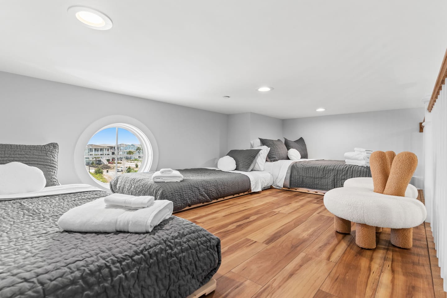 The perfect hangout spot for older kids and teens! Located above the game room, this unique loft sleeping area features two twin beds and one full bed - giving kids their own space to relax, recharge, and enjoy their ultimate beach getaway.