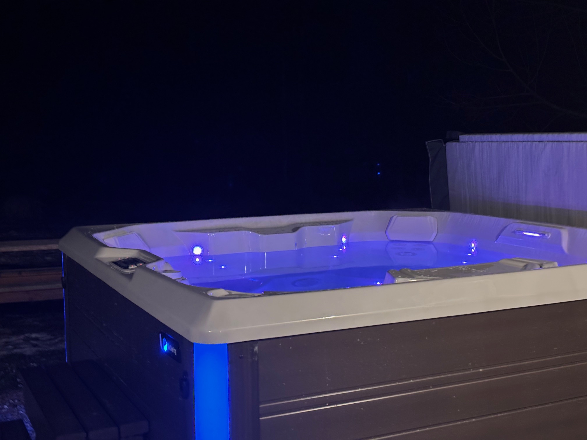 End your day with a relaxing soak in the hot tub at night