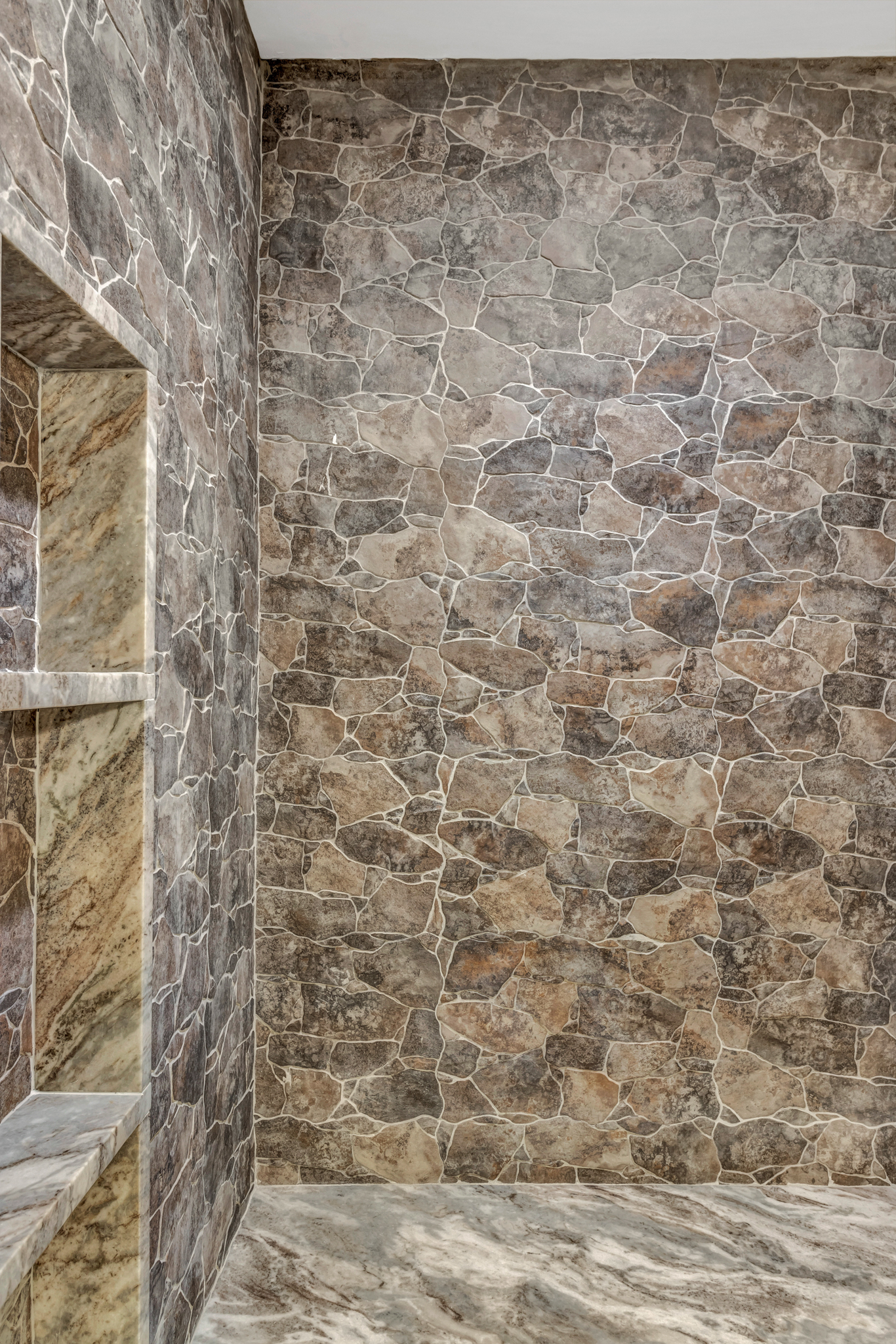 Primary Bathroom with stone shower